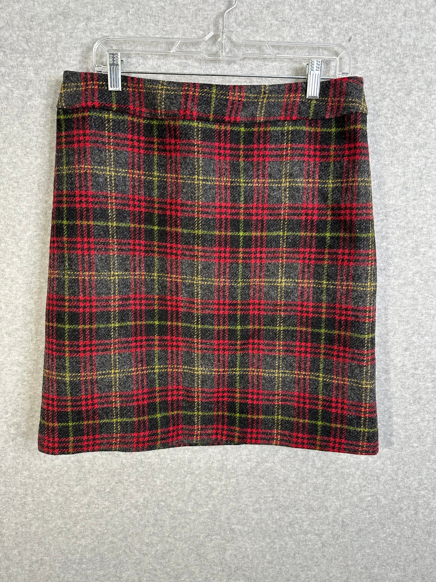 Boden Women's Tartan Plaid A-Line 100% Wool Mini Skirt Size 14 Long