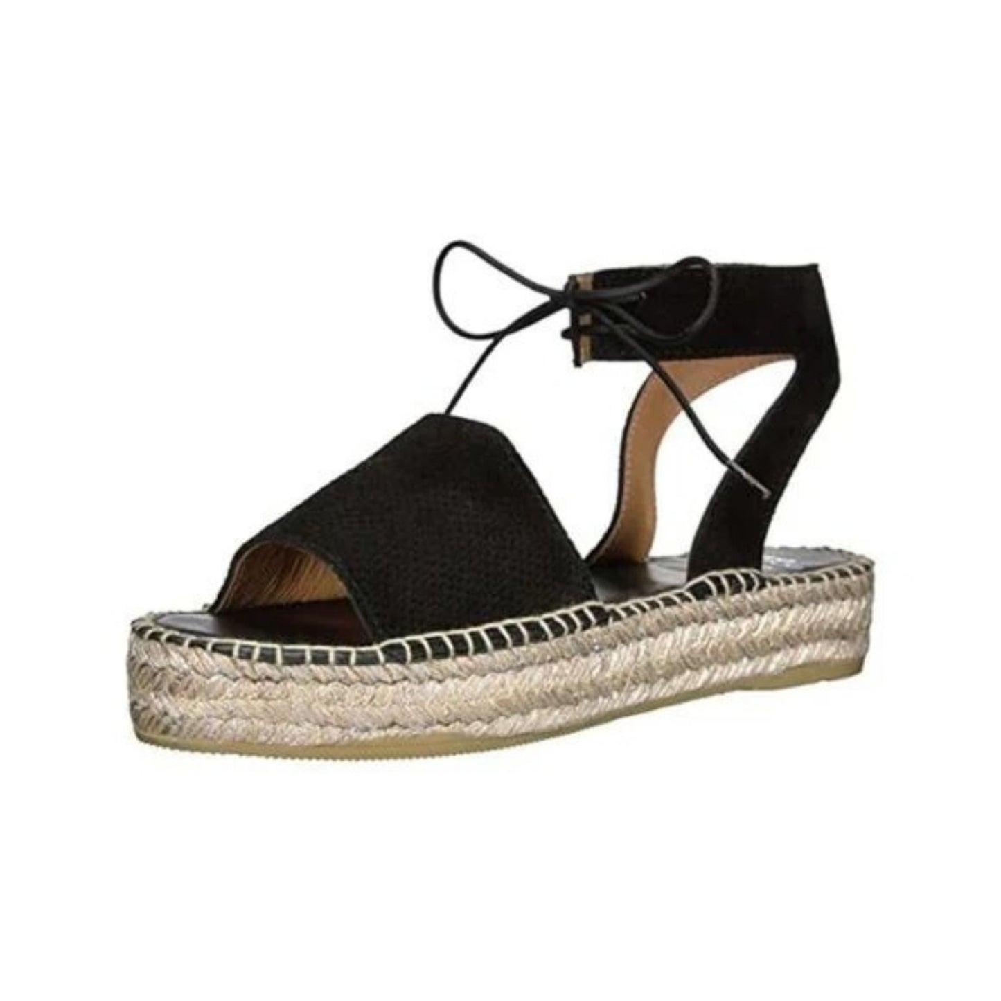 Andress Assous Sabina Suede Black Lace Up Espadrilles Women's Size 8