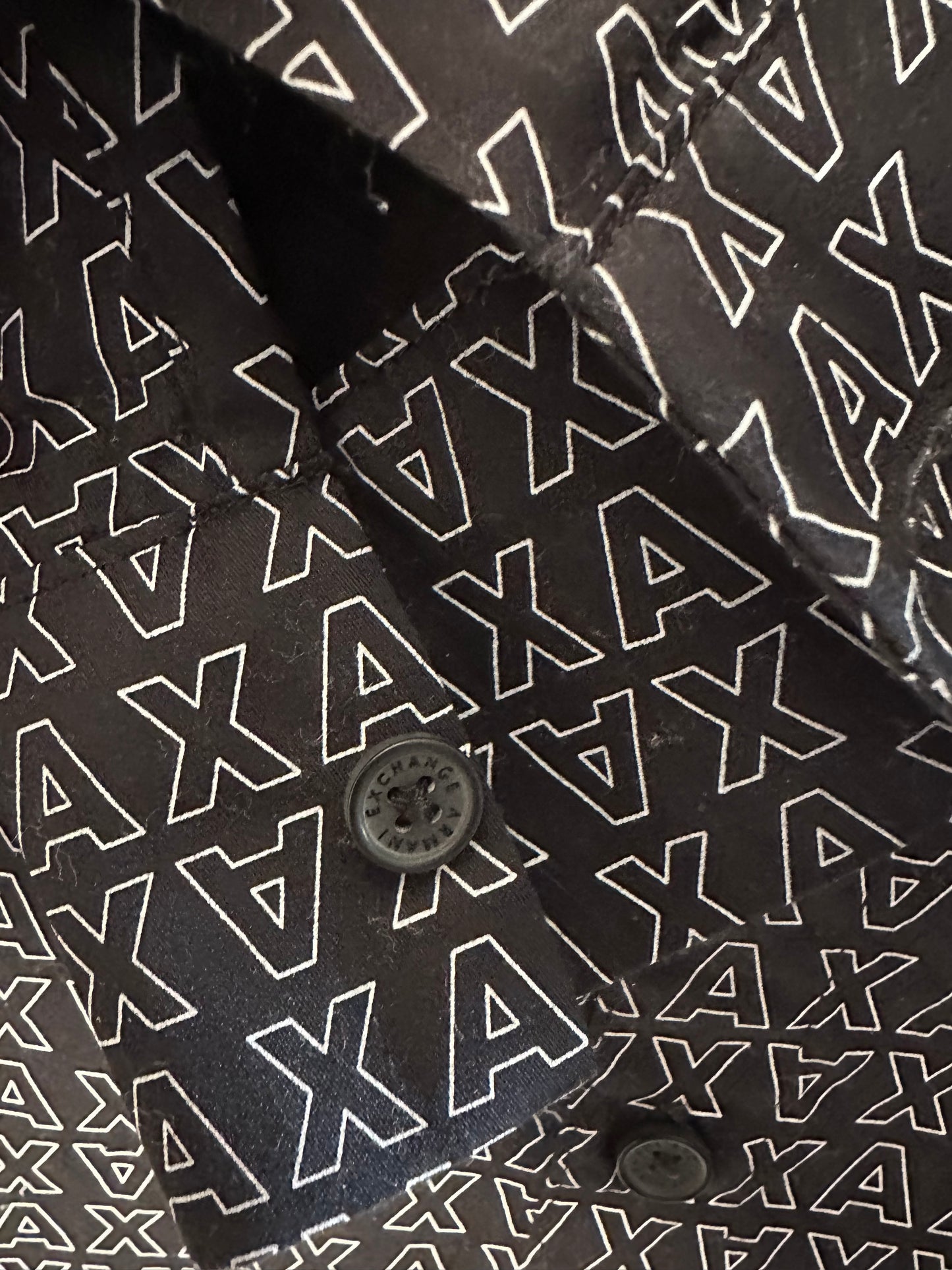 Armani Exchange Shirt Mens XL Micro AX Logo Long Sleeve Woven Cotton