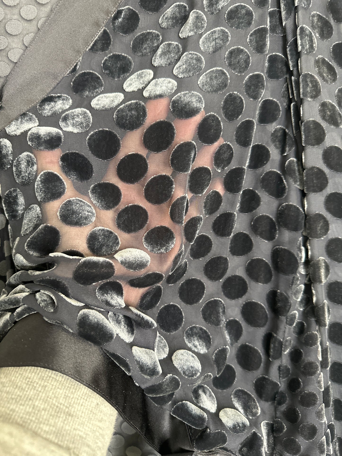 Worth New York Silk Blend Faux Wrap Semi Sheer Polka Dot Top Size Medium
