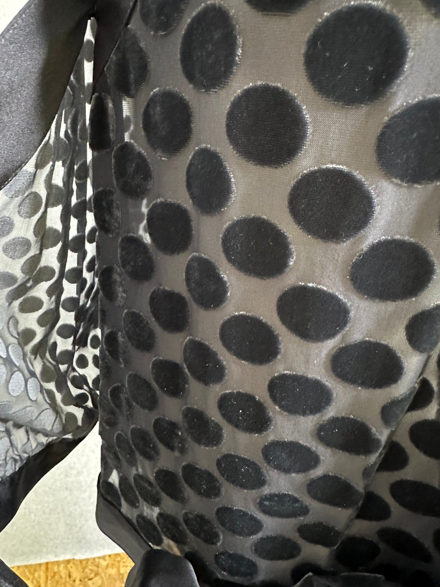 Worth New York Silk Blend Faux Wrap Semi Sheer Polka Dot Top Size Medium