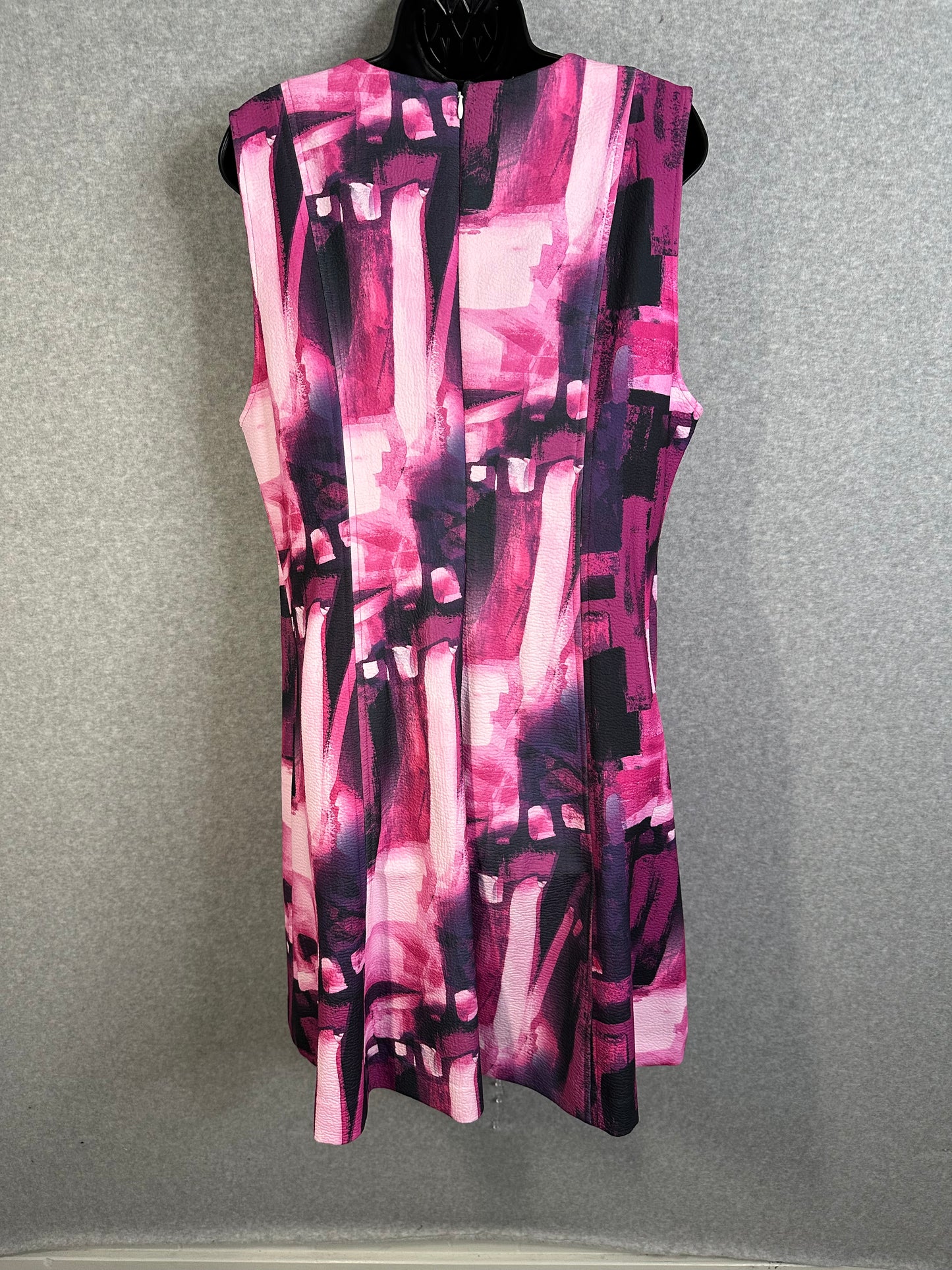 Natori Brushstroke Magenta Pleated Fit & Flare Dress Women's Size 16