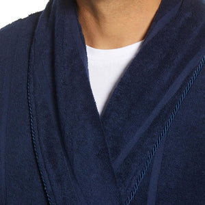 Sz.2XT/3XT  Men's Big & Tall Majestic International Ultra Lux Jacquard Shawl Robe Color Marine Blue Retail $160.00