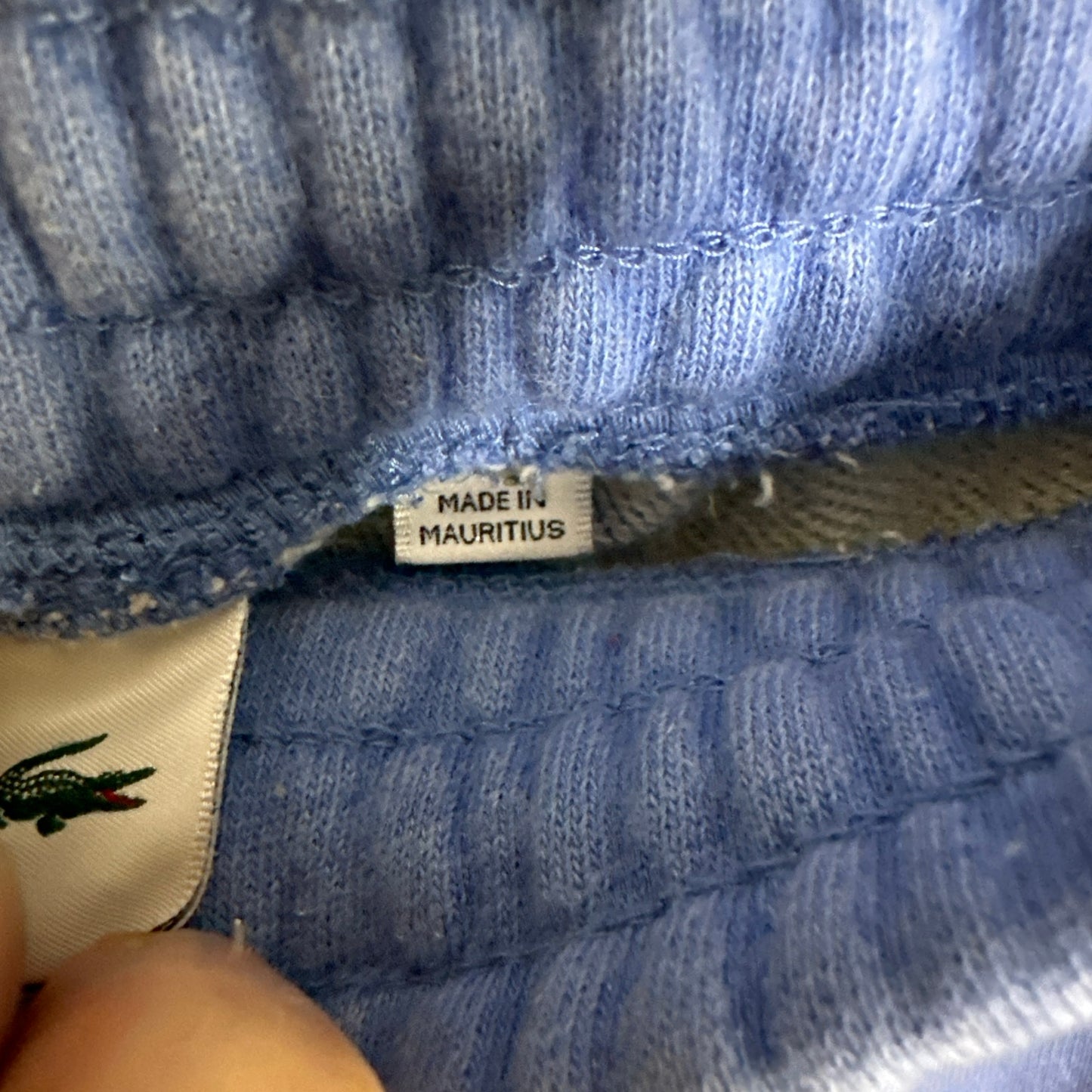 Lacoste Men's Signature Print Cotton Fleece Shorts Blue Size Large
