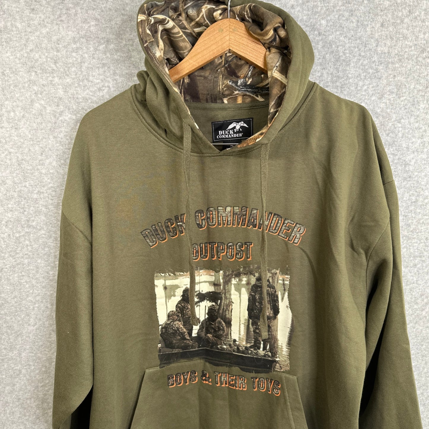 Duck Commander Duck Dynasty Men's Hoodie Olive Green Camo Pullover Fleece Extra Large