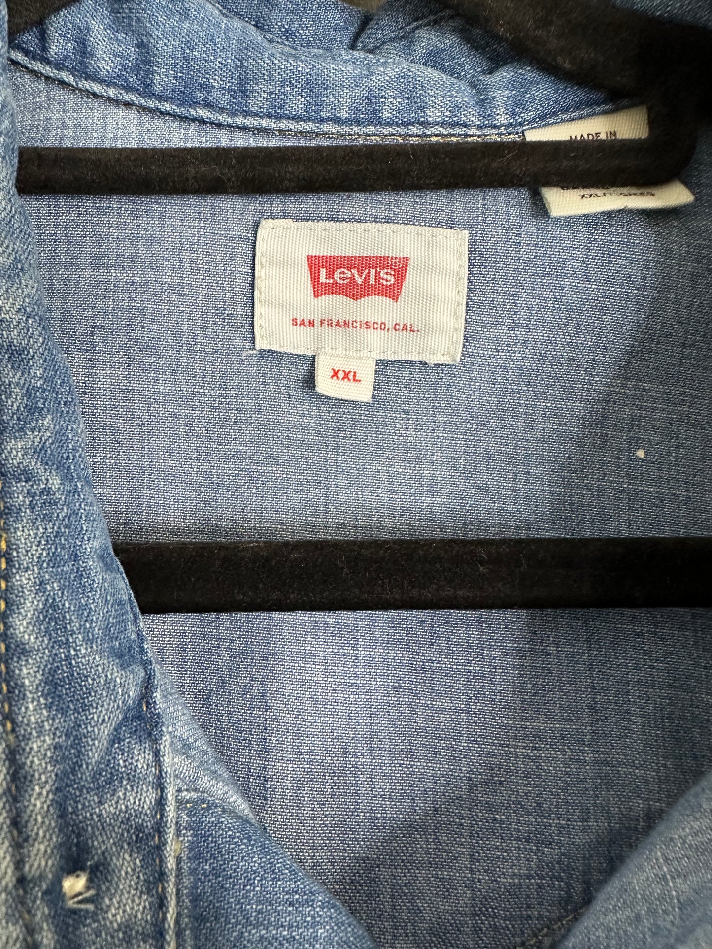 Levi's Western Medium Wash Denim Pearl Snap Button-Up Shirt Men's XXL