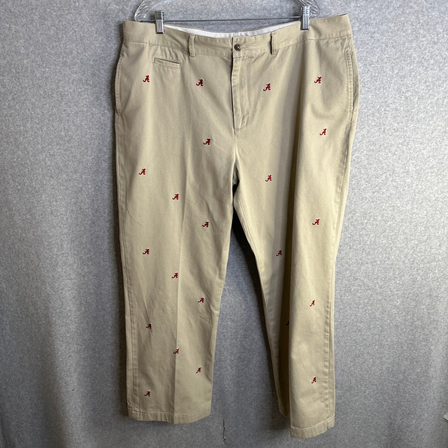 Campus Chinos University Of Alabama Crimson Tide Cotton Twill Khaki Chinos - A Logo Pattern Men's 42X30