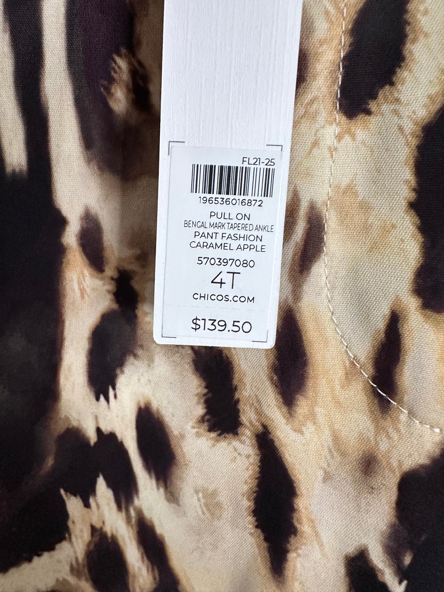 Chicos Bengal Marks Crepe Pull-On Ankle Pants Womens Size 4Tall US 20T XXL