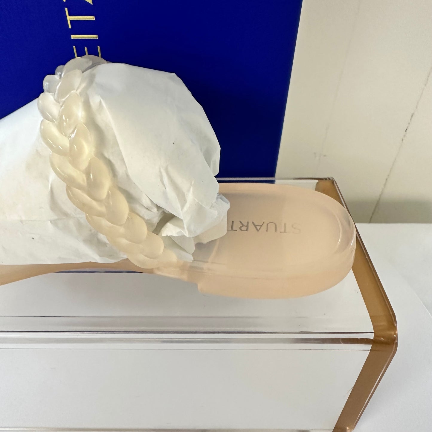 Stuart Weitzman Braida Sawyer Sheer Open Toe Sandals Women's Size 9B