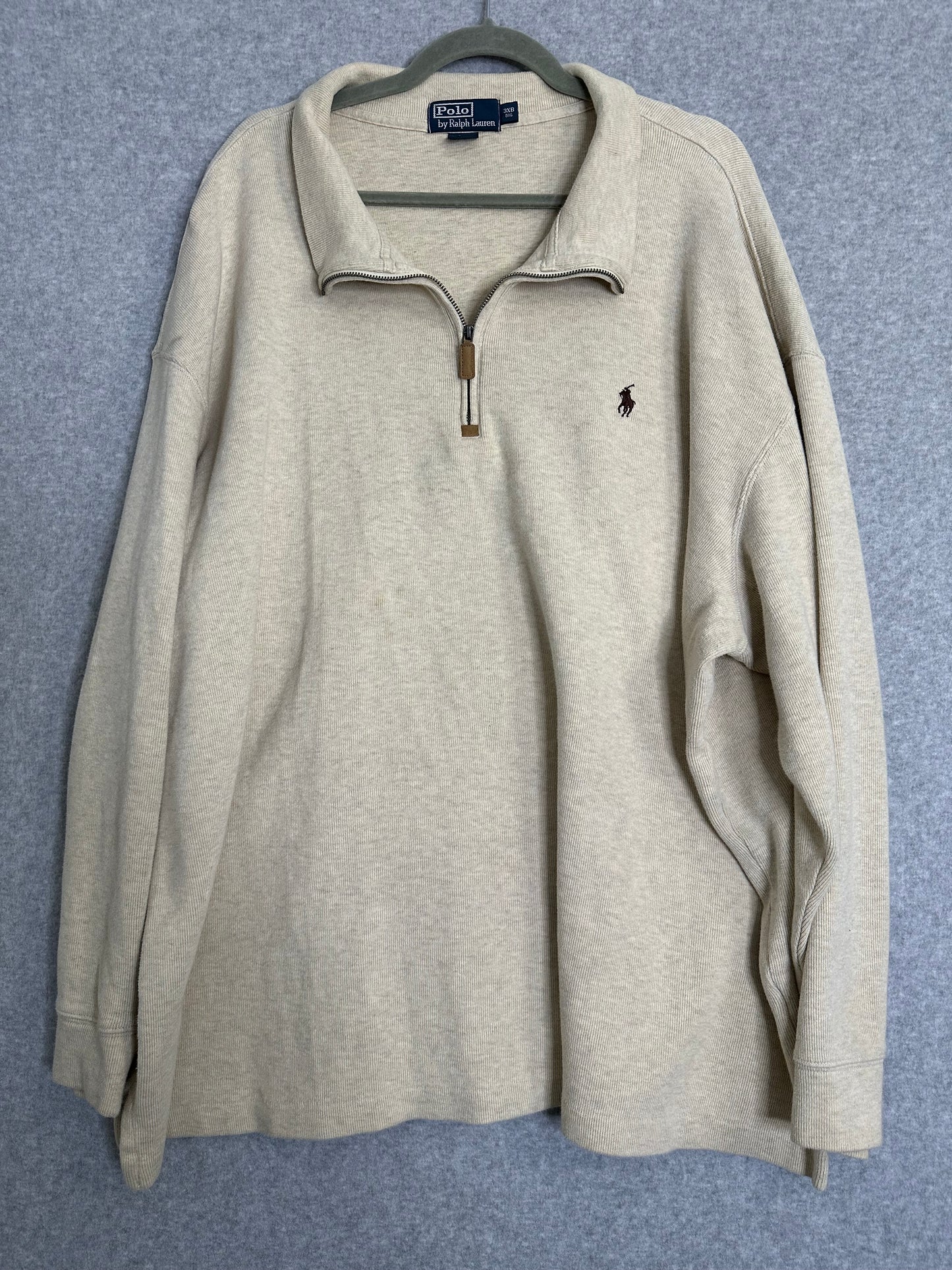 Polo Ralph Lauren Quarter Zip Pullover Oatmeal / Beige Sweater Men's 3XB