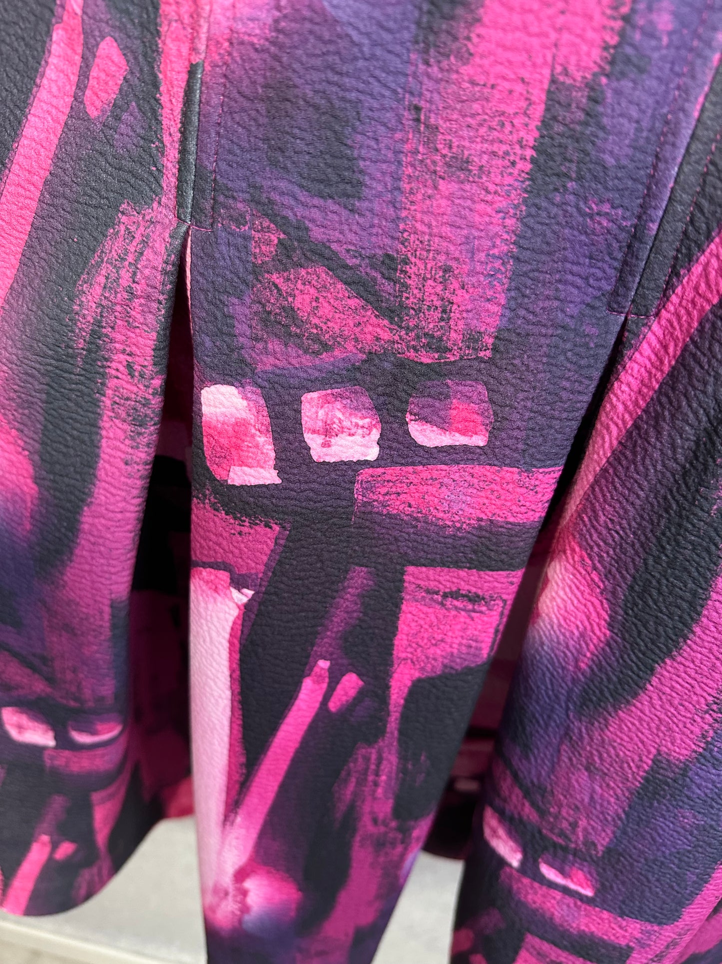 Natori Brushstroke Magenta Pleated Fit & Flare Dress Women's Size 16