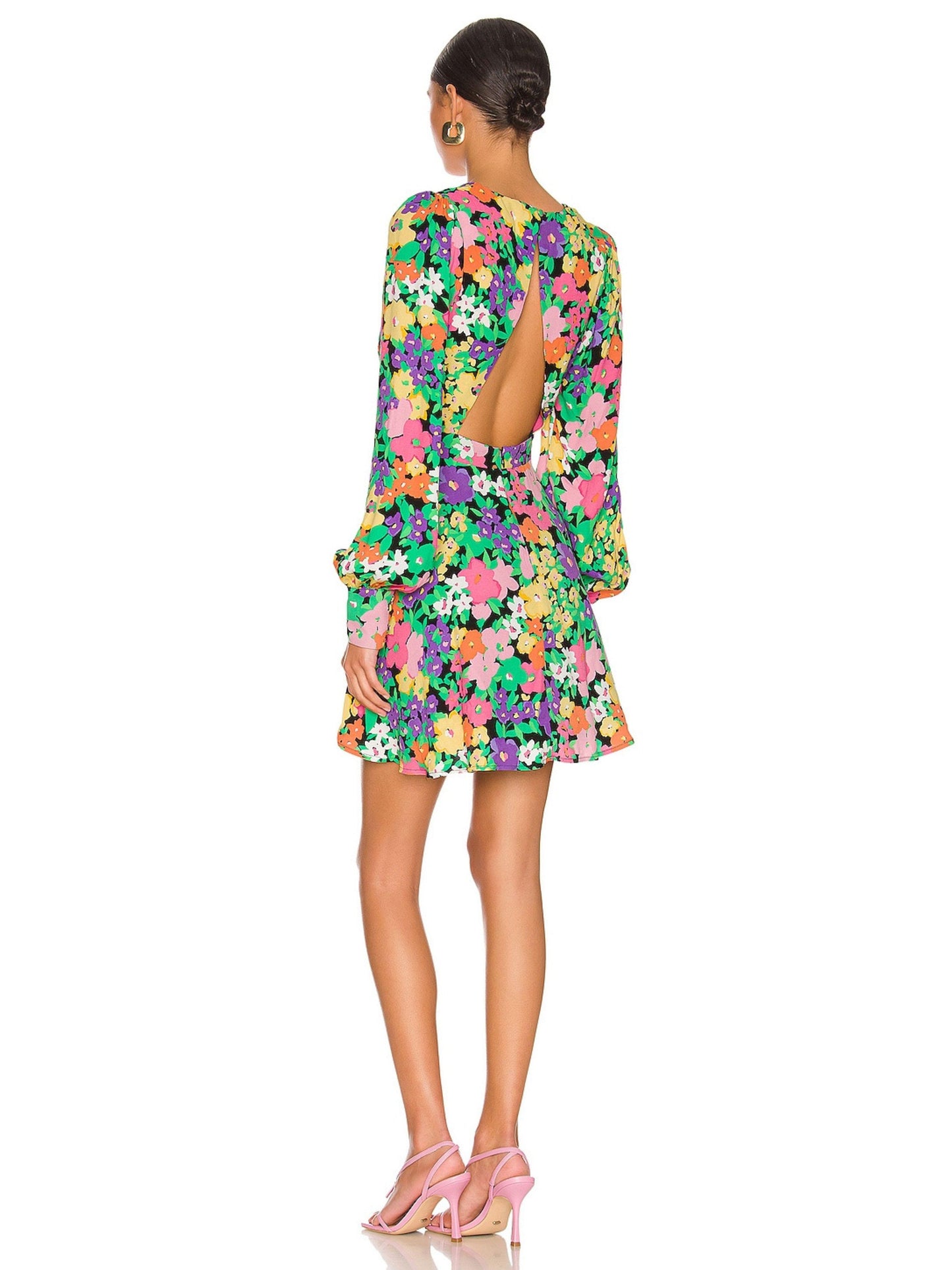 AFRM Merion Neon Garden Mini Dress Women's Size Large
