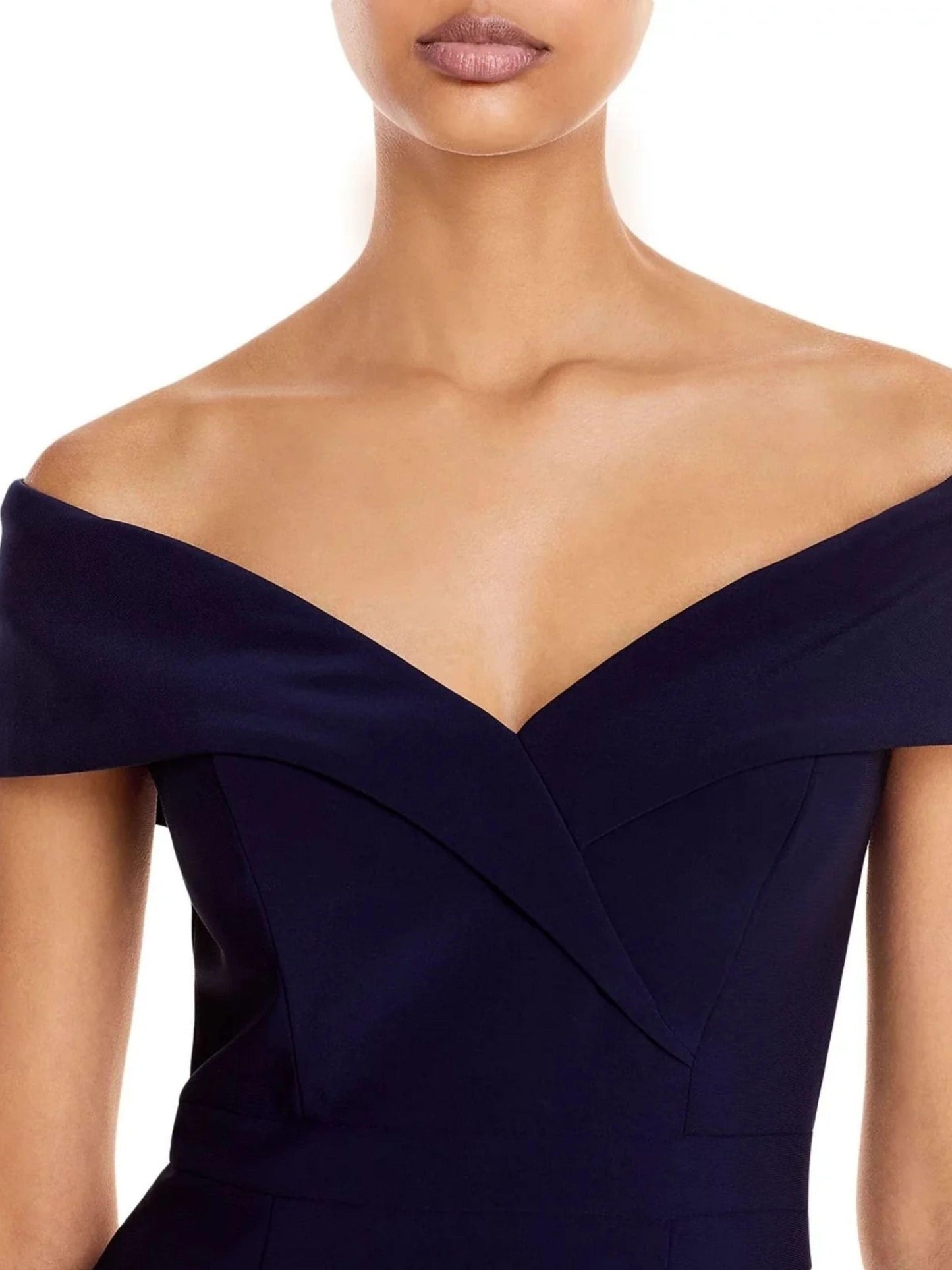 Aqua Women's Sleeveless Off The Shoulder Gown Navy Blue With Stretch Size 16