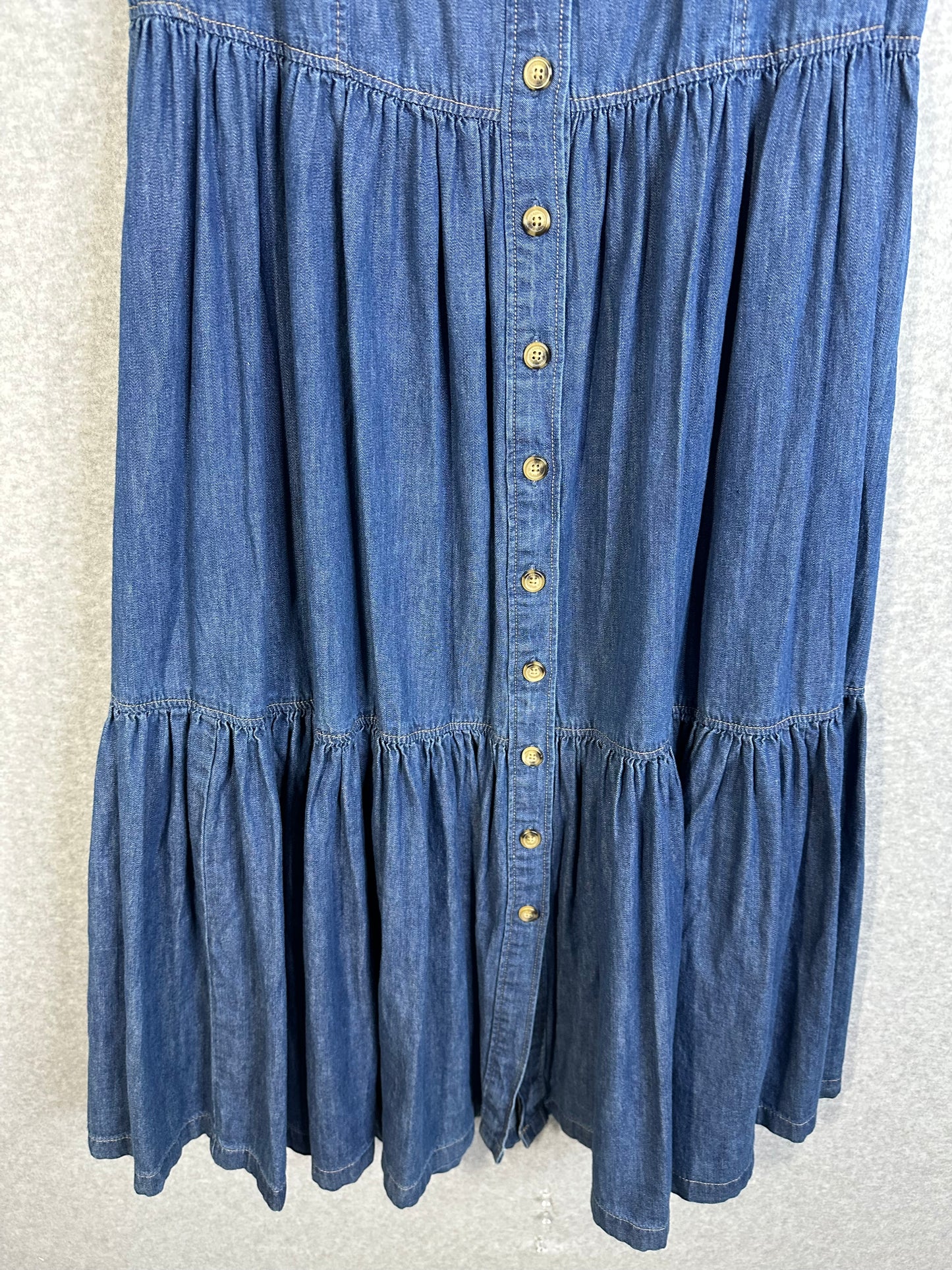 Lauren Ralph Lauren Womens Denim Button-Down Tiered Maxi Skirt Size 0