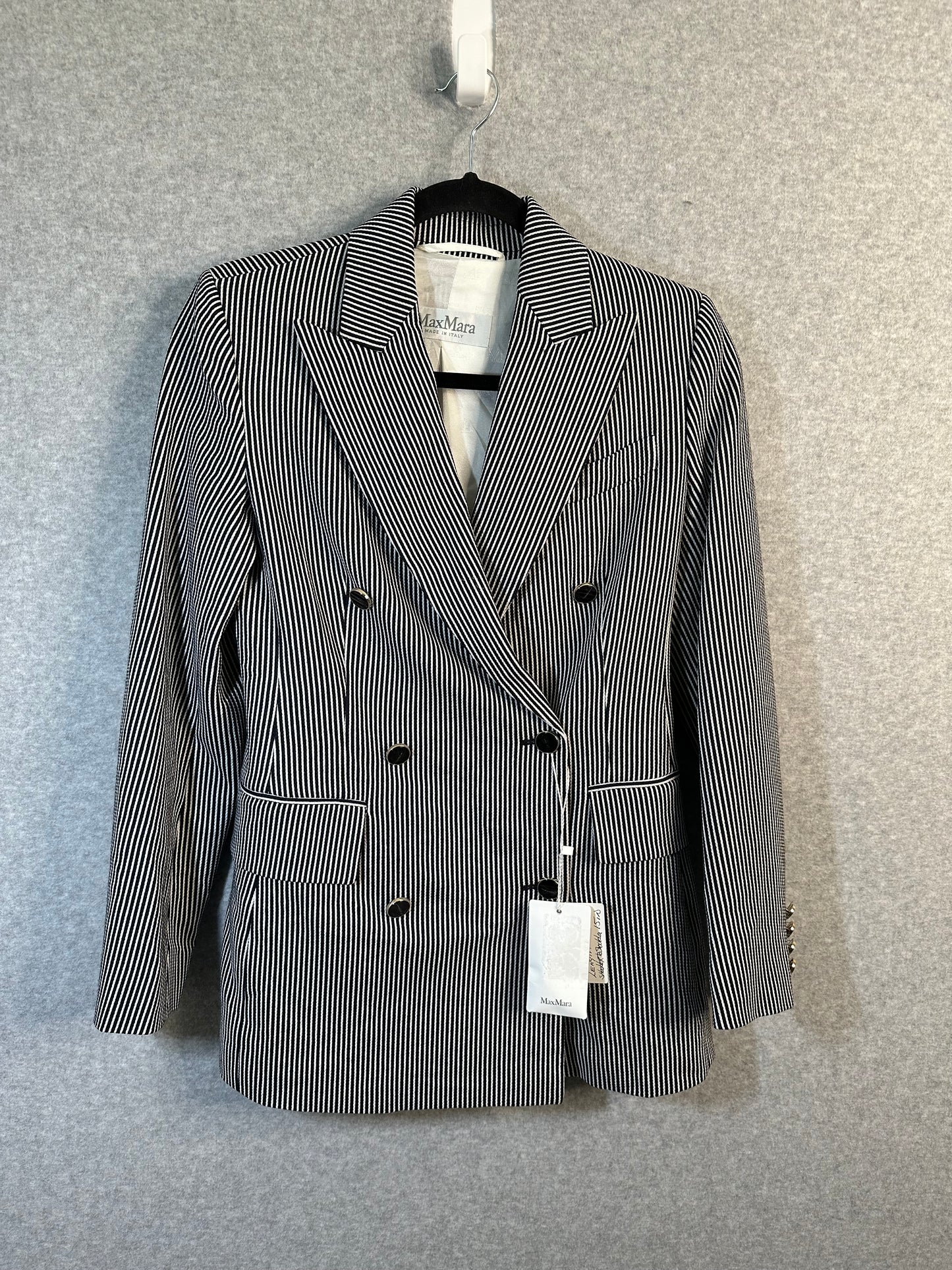 Max Mara Paste Blazer Double Breasted Striped Women's Size 0 Made In Italy