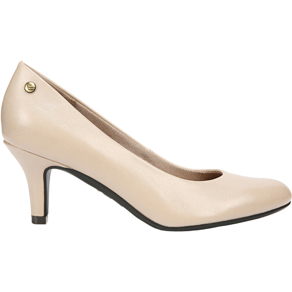 Life Stride Parigi Pumps Women's 7.5 Slip On Kitten Heels Taupe