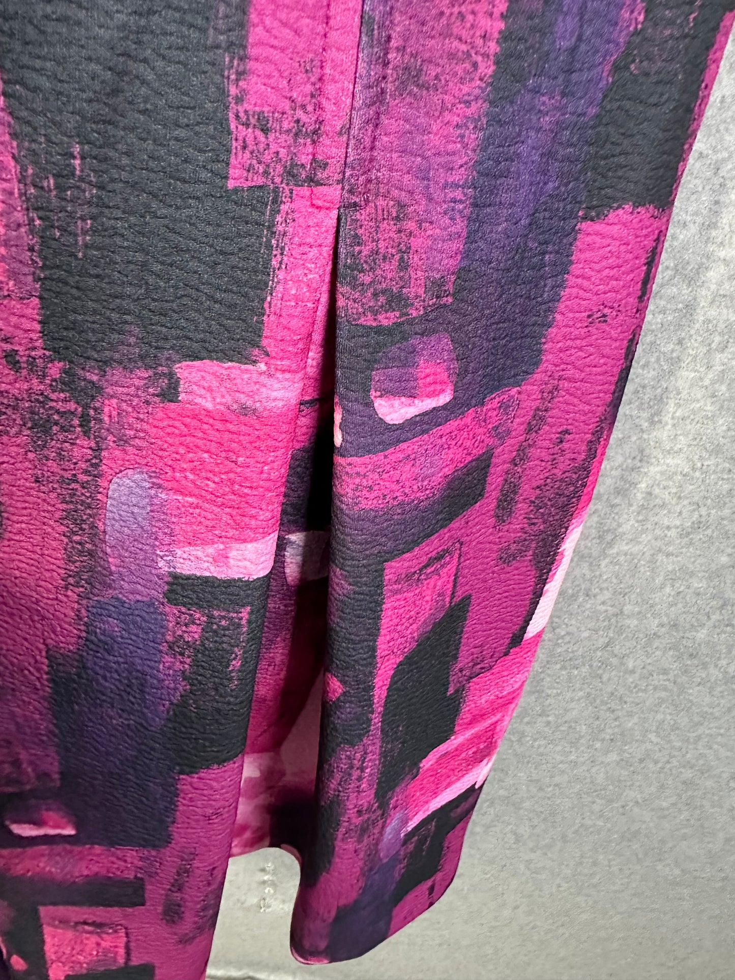 Natori Brushstroke Magenta Pleated Fit & Flare Dress Women's Size 16