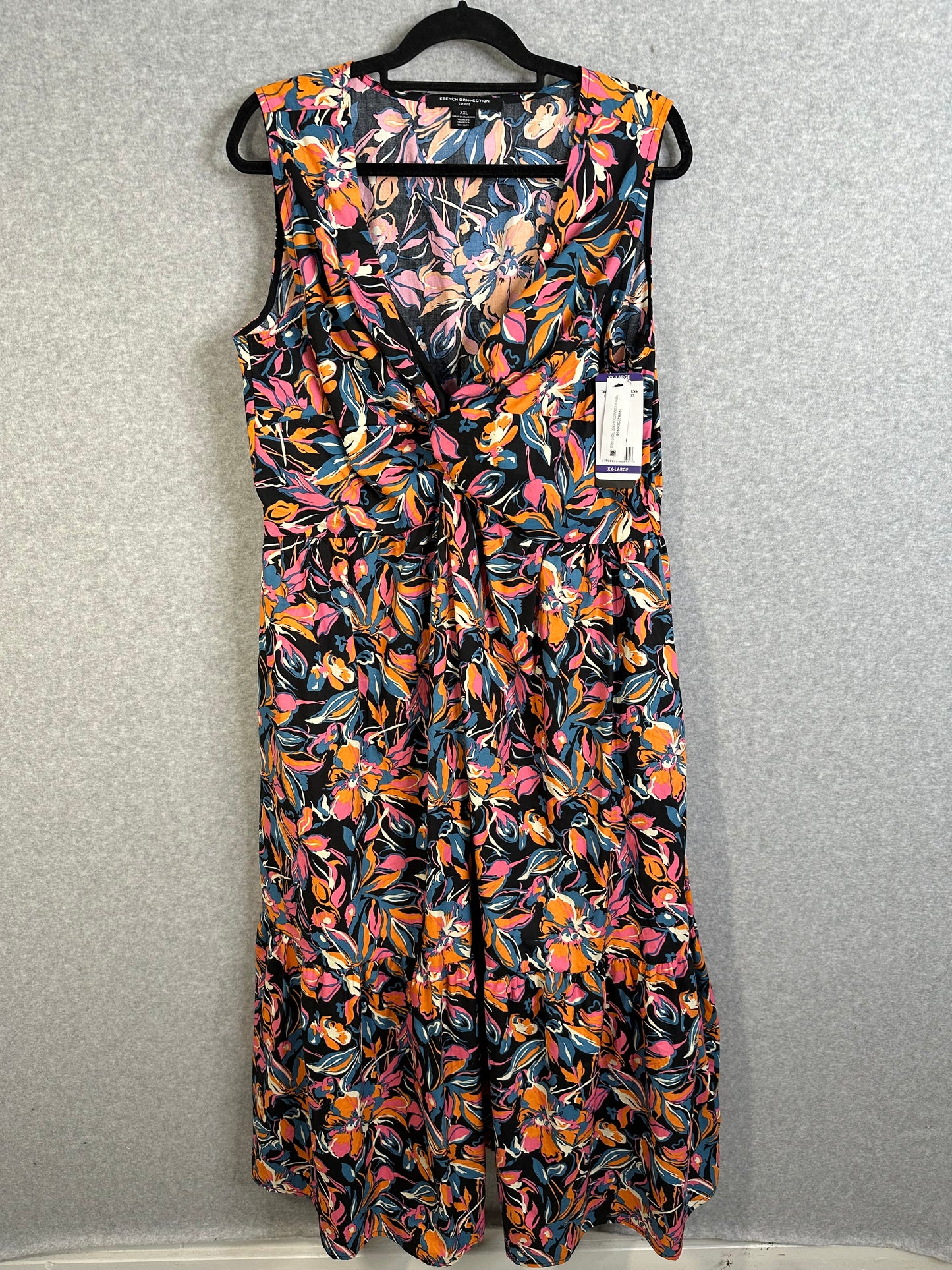 French Connection Women's Twist Front Floral Sleeveless Midi Dress Size XXL