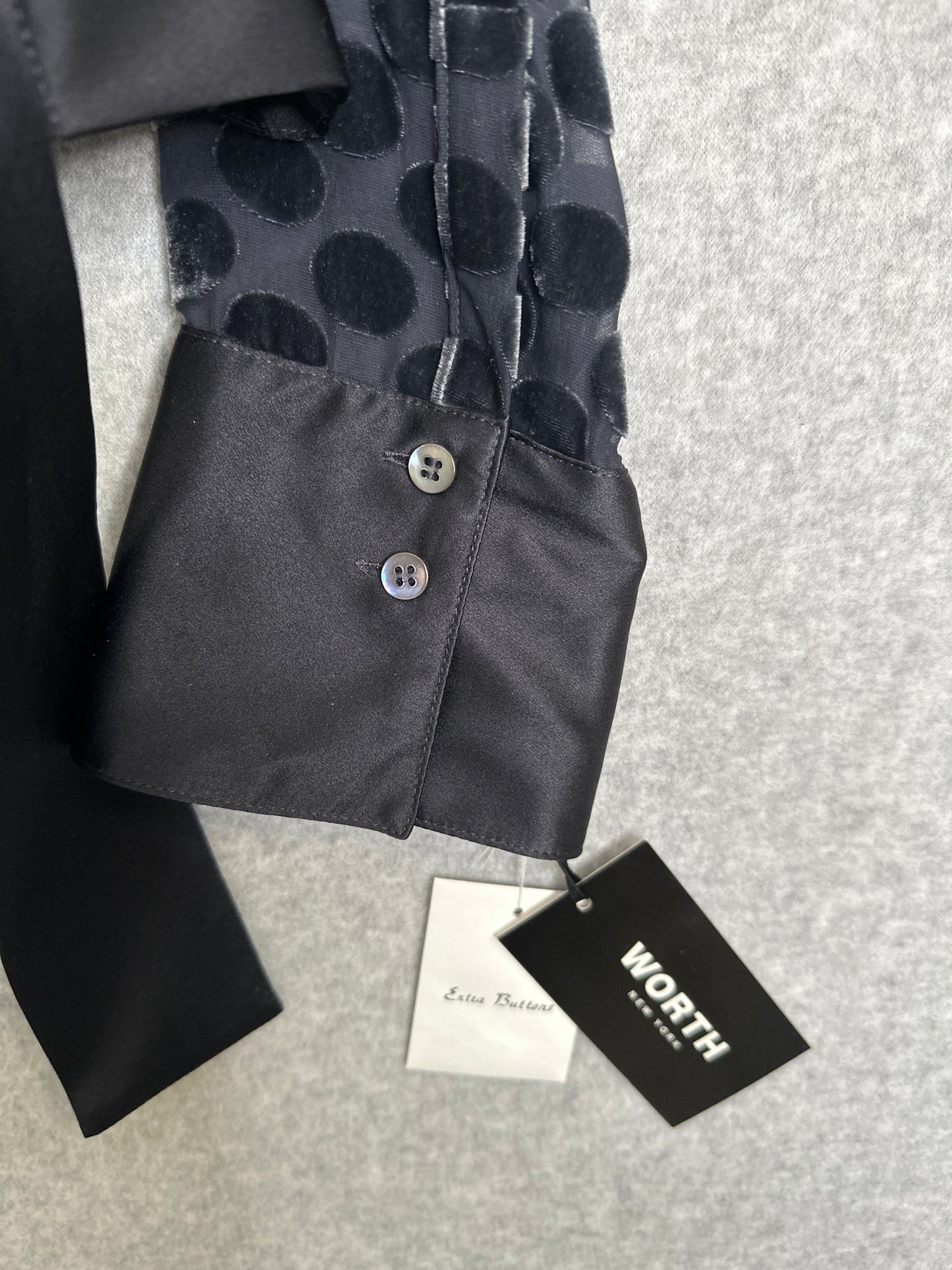 Worth New York Silk Blend Faux Wrap Semi Sheer Polka Dot Top Size Medium