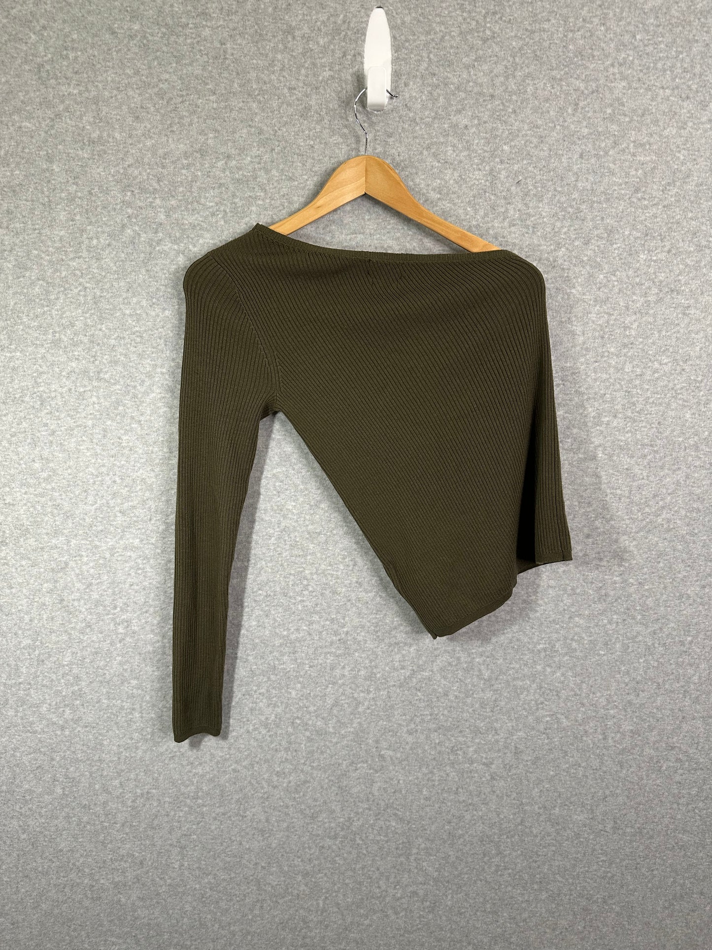 Polo Ralph Lauren Merino Wool One-Shoulder Knit Sweater Slim Fit Lightweight Size Medium