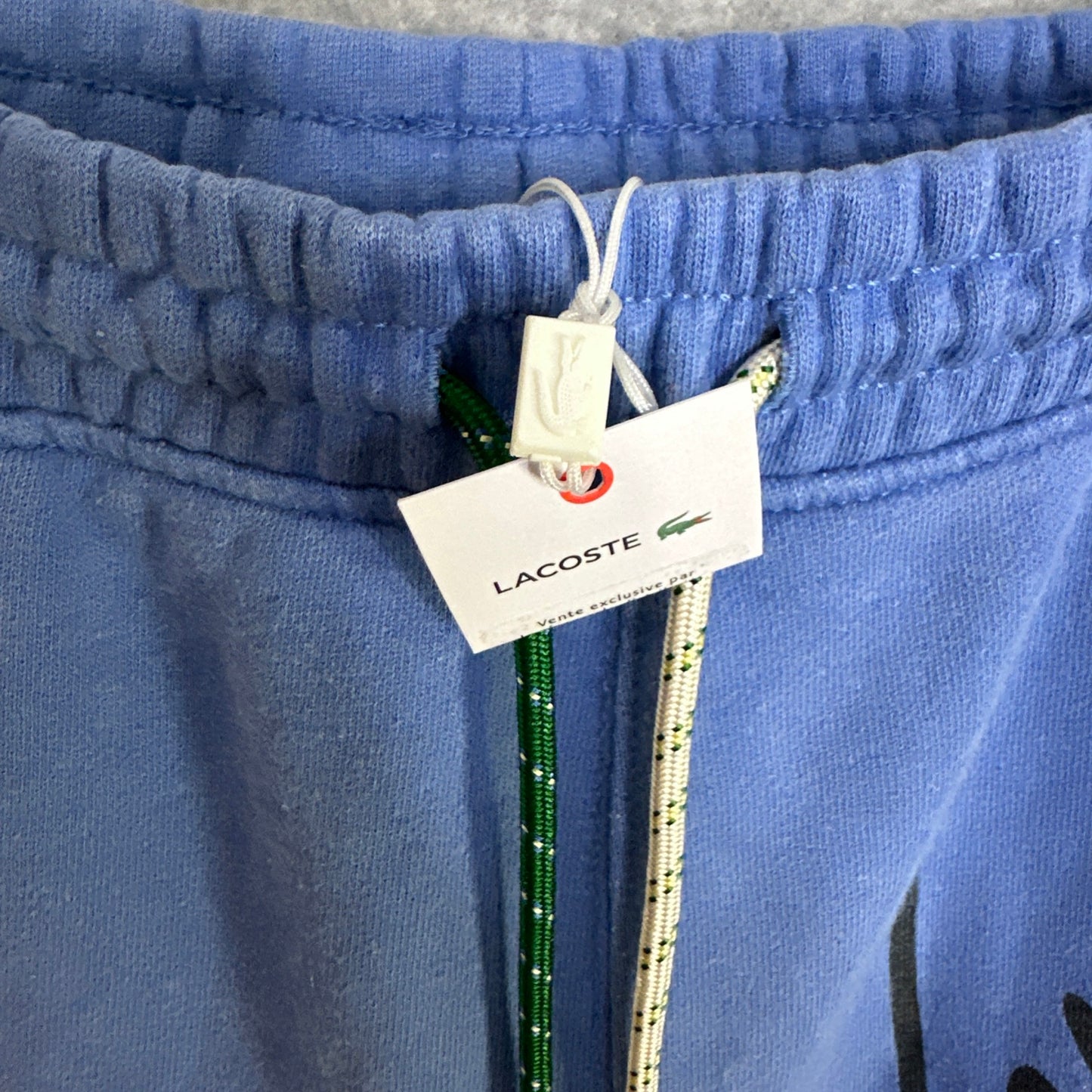 Lacoste Men's Signature Print Cotton Fleece Shorts Blue Size Large