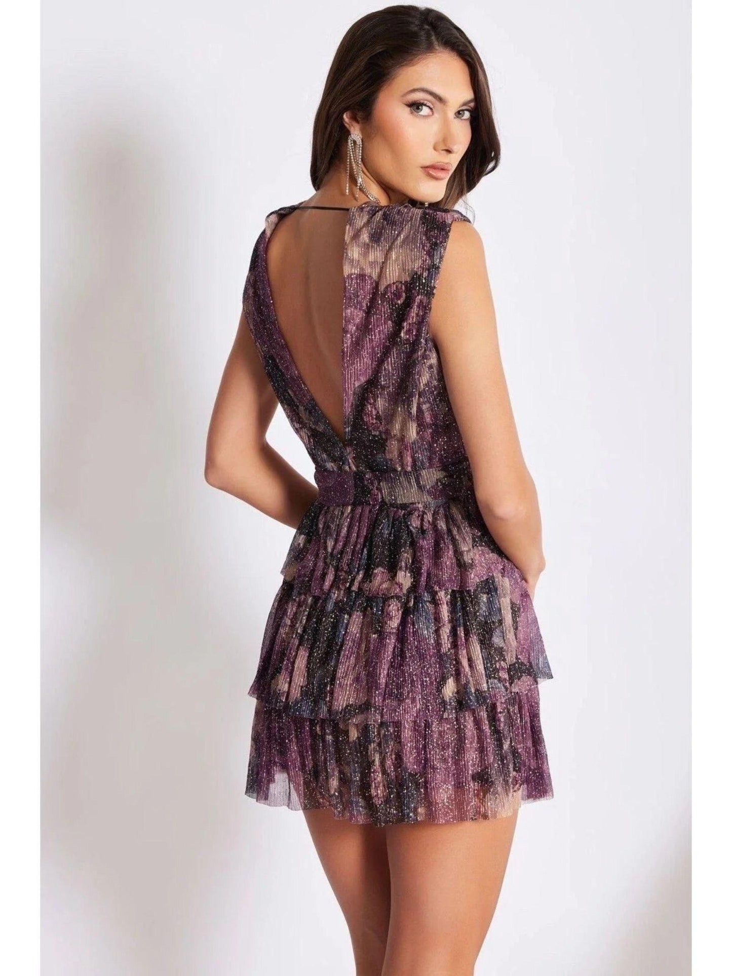 Bishop + Young Glam Slam Party Dress Metallic Floral Women's Medium