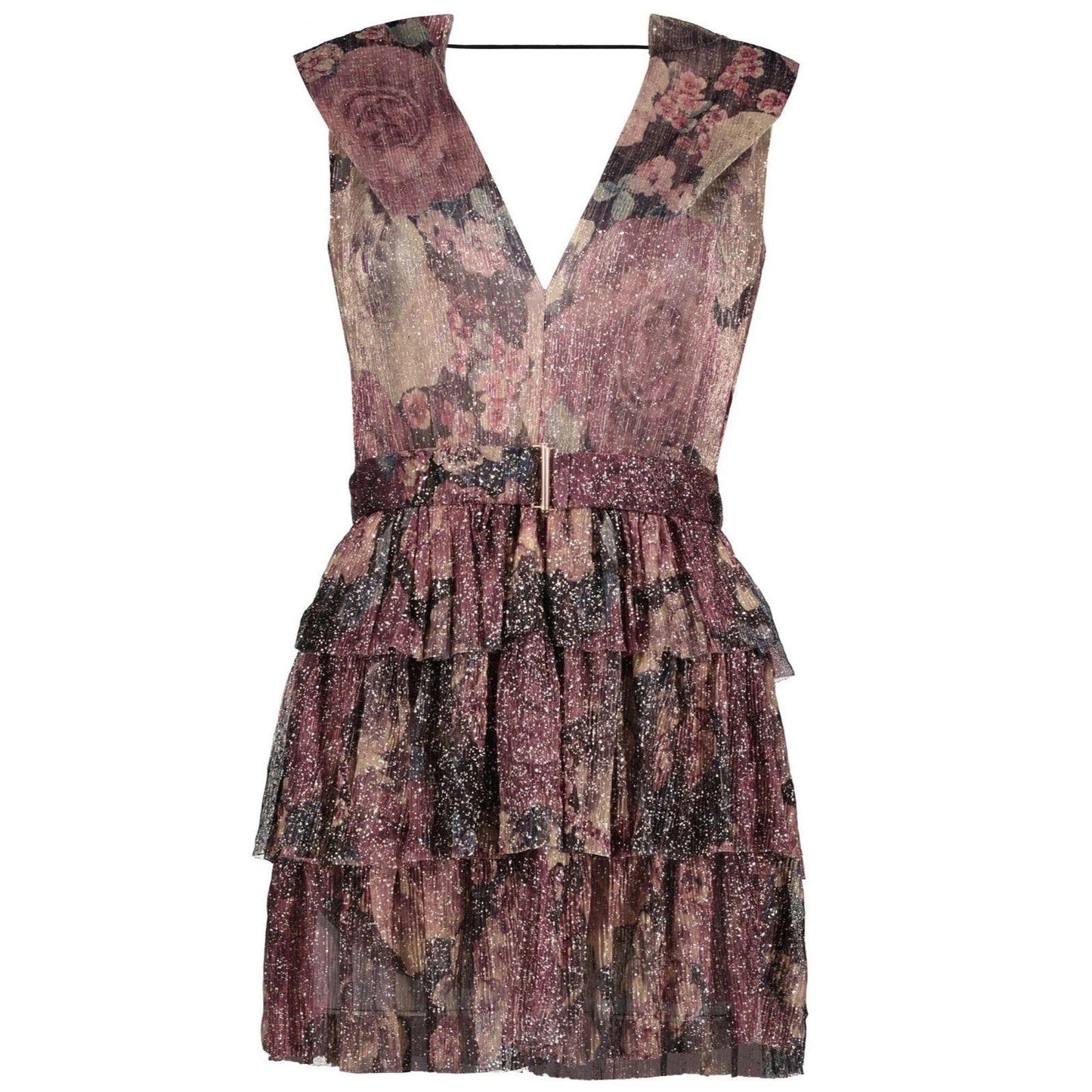 Bishop + Young Glam Slam Party Dress Women's Medium Metallic Floral