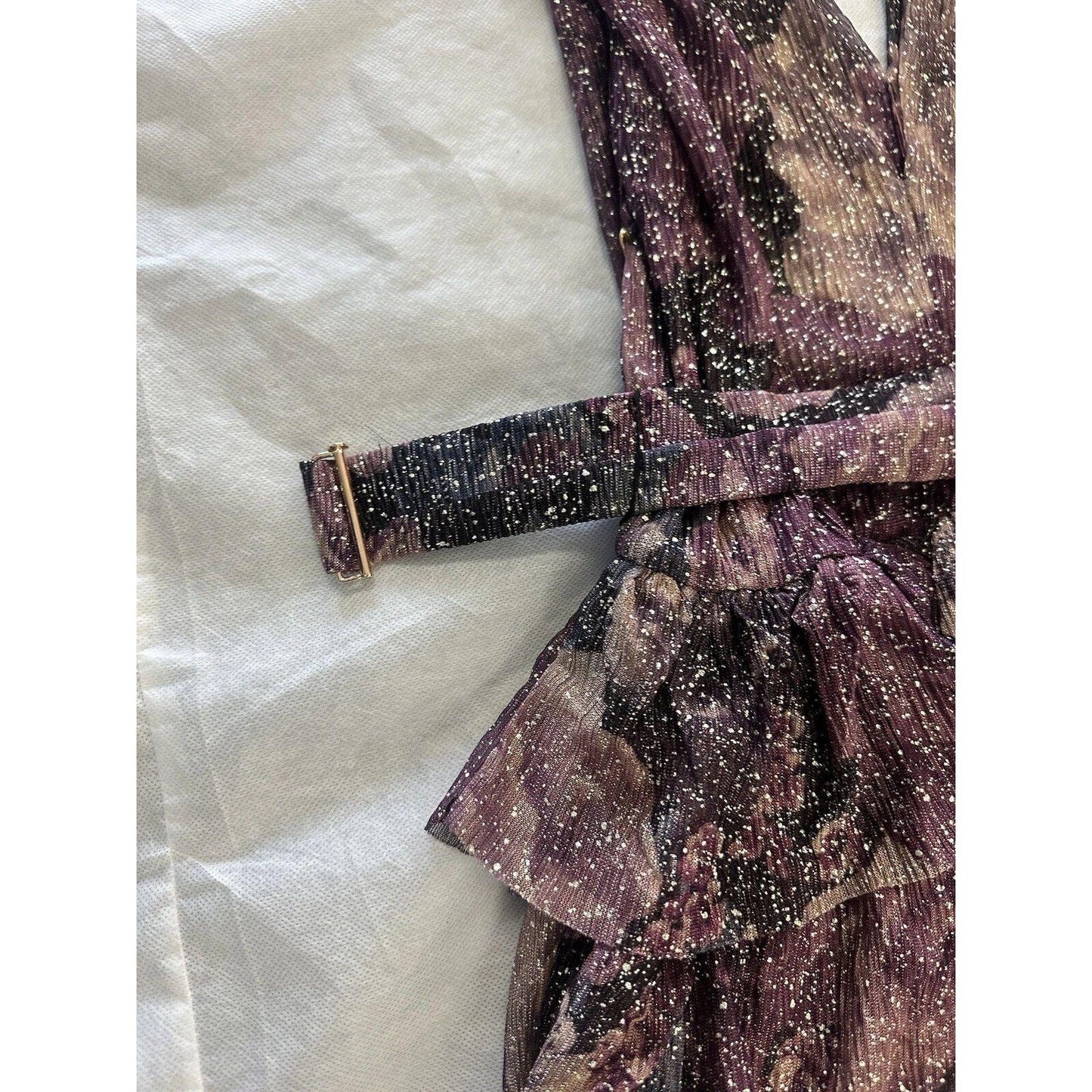 Bishop + Young Glam Slam Party Dress Women's Medium Metallic Floral