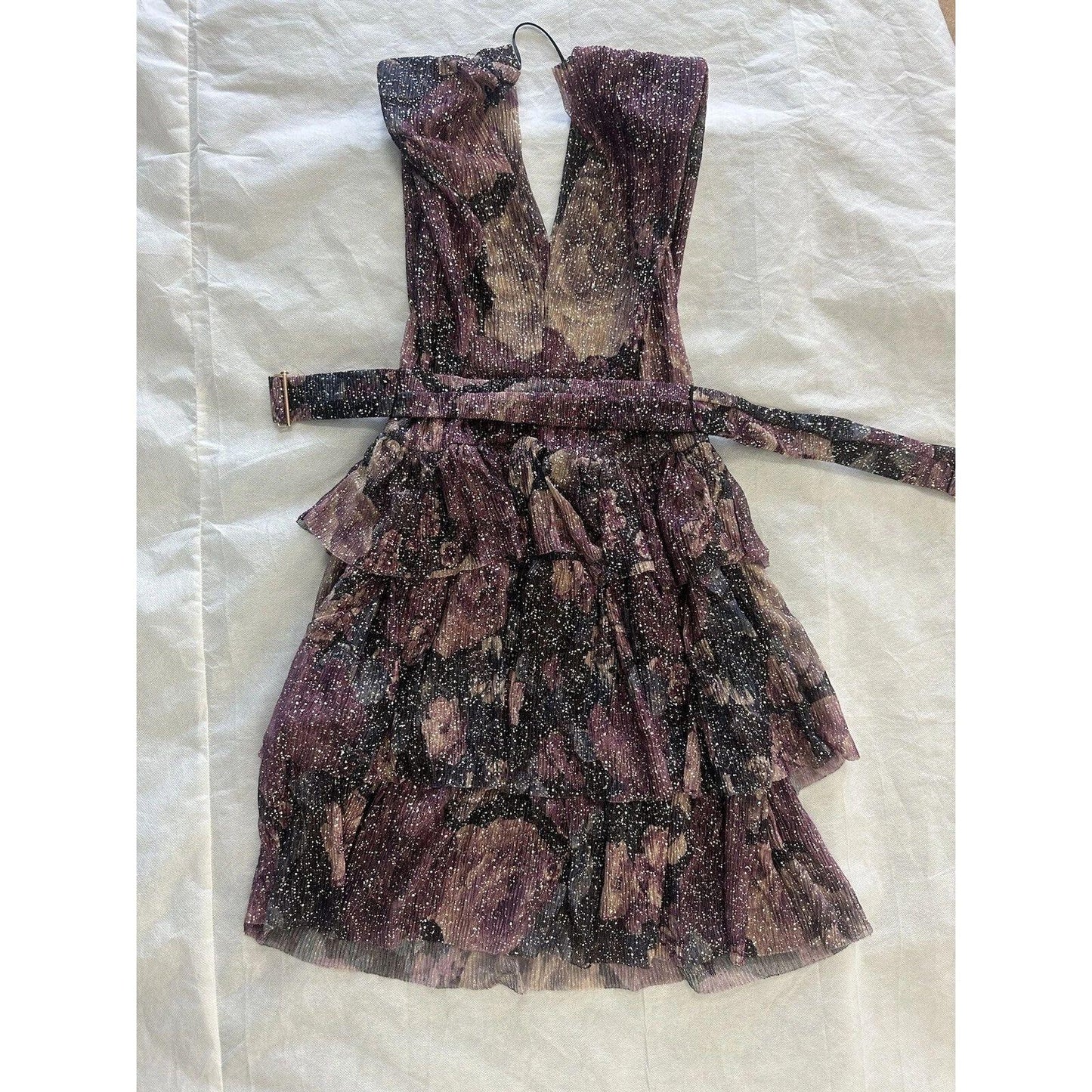 Bishop + Young Glam Slam Party Dress Women's Medium Metallic Floral