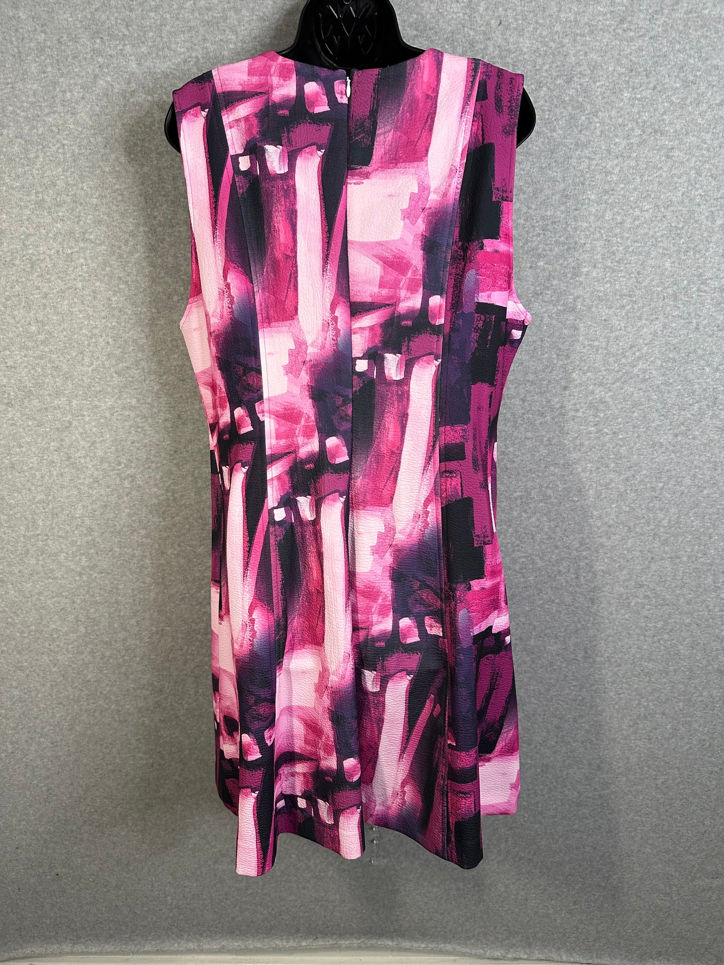 Natori Brushstroke Magenta Pleated Fit & Flare Dress Women's Size 16