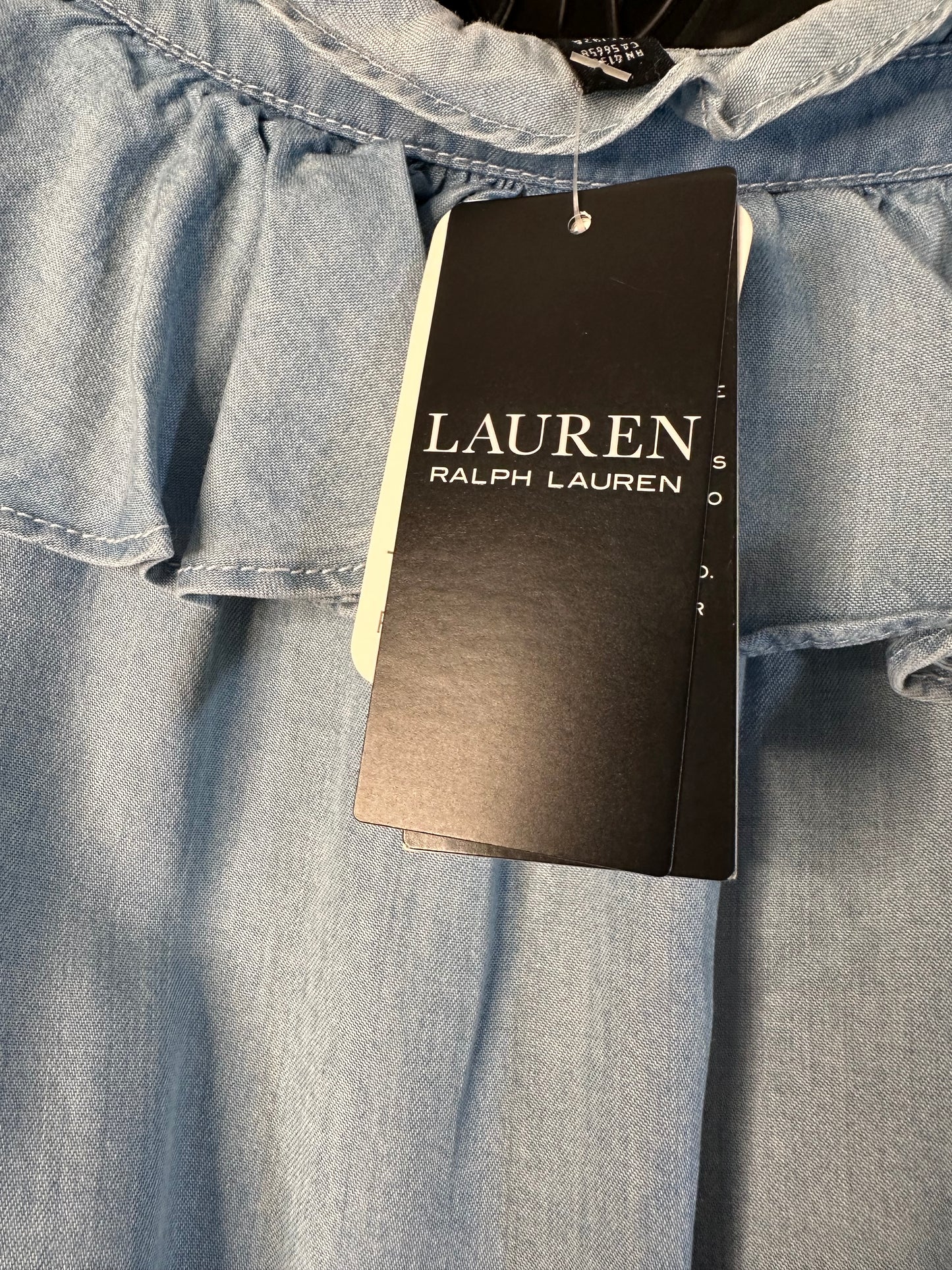 Lauren Ralph Lauren Smocked Ruffle Denim Dress Women's Size 6 Side On-Seam Pockets