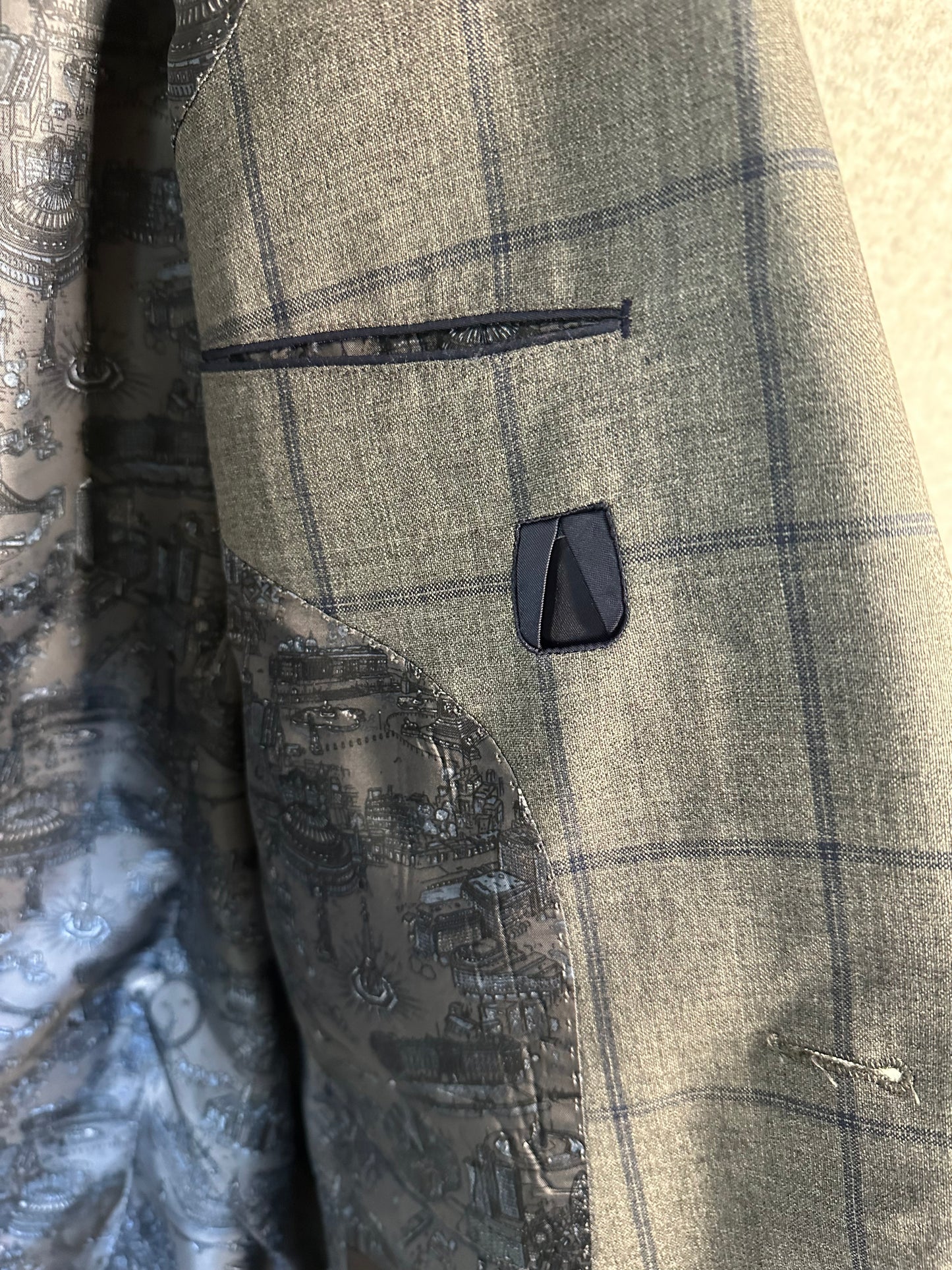 T.M. Lewin Men's Modern Fit Suit Jacket Blazer Merino Wool Slim Vitale Barberis Canonico 42 Long