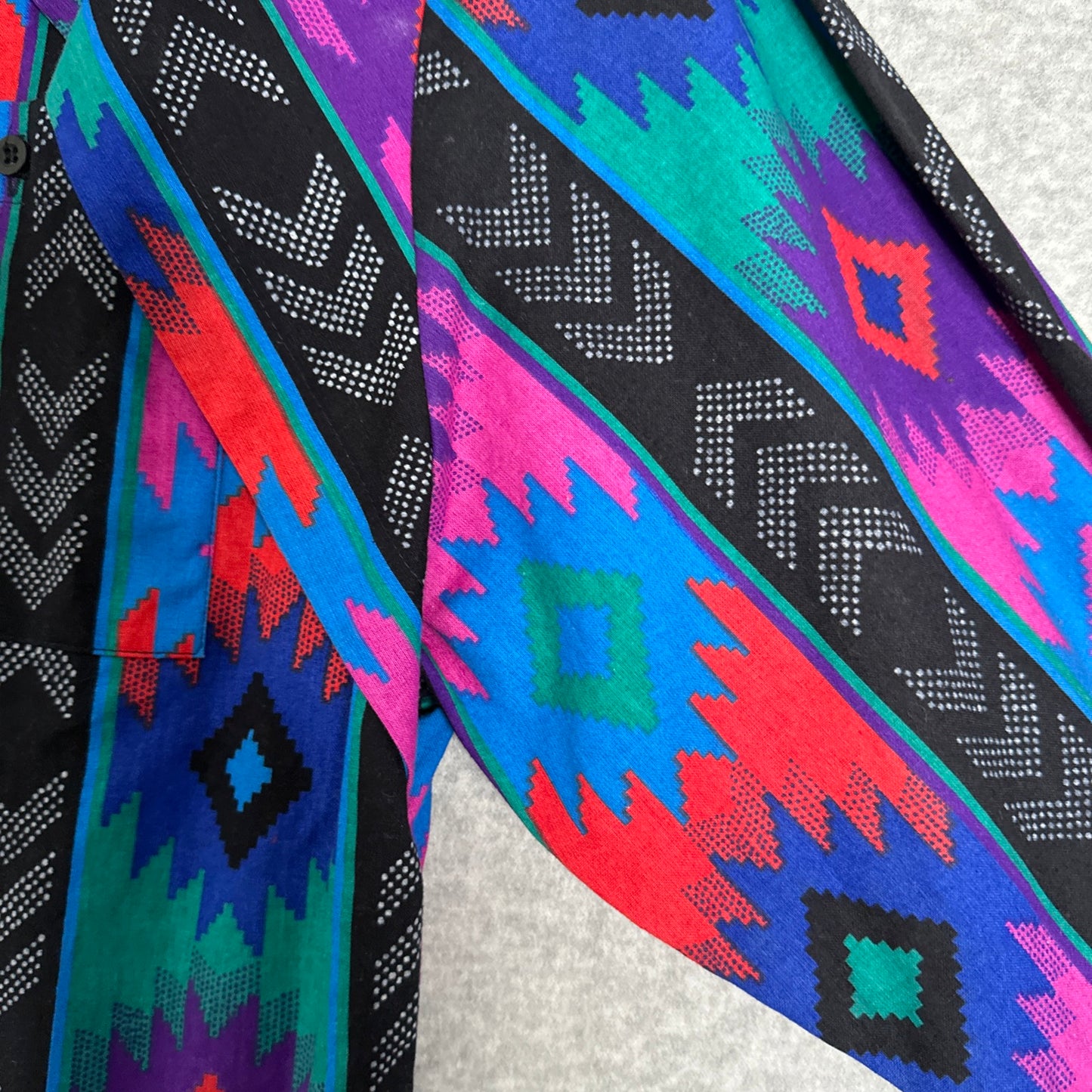 Vintage Roper Frontier Series Womens Southwestern Aztec Geometric Motif Button Front Top Size Large