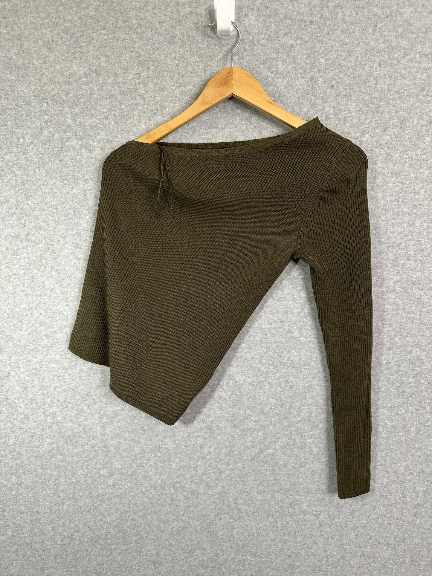 Polo Ralph Lauren Merino Wool One-Shoulder Knit Sweater Slim Fit Lightweight Size Medium