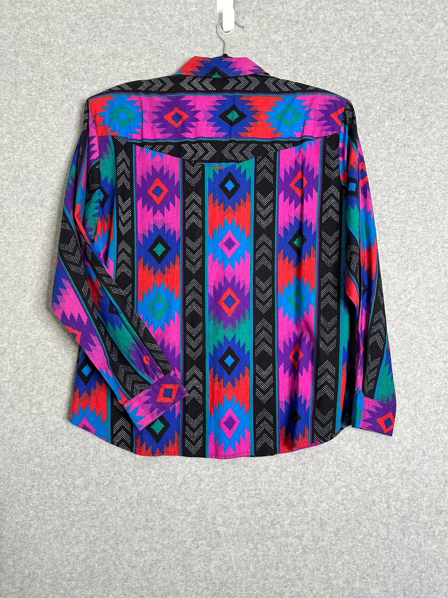 Vintage Roper Frontier Series Womens Southwestern Aztec Geometric Motif Button Front Top Size Large