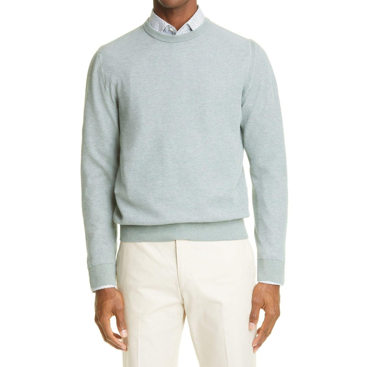I'm sorry, I've been purchased. Looking for Canali? Let us know. Canali Melange Sweater Men's IT 52 US Large Light Green Textured Crewneck