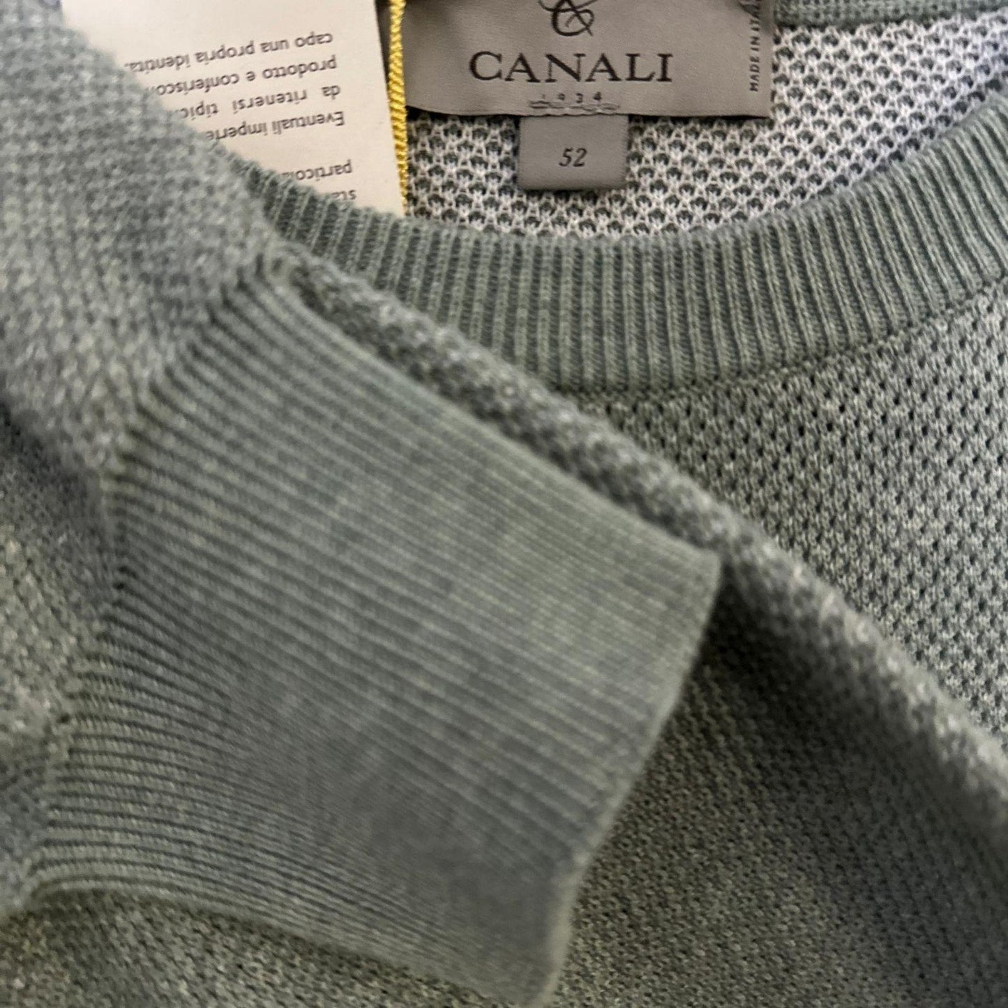 I'm sorry, I've been purchased. Looking for Canali? Let us know. Canali Melange Sweater Men's IT 52 US Large Light Green Textured Crewneck