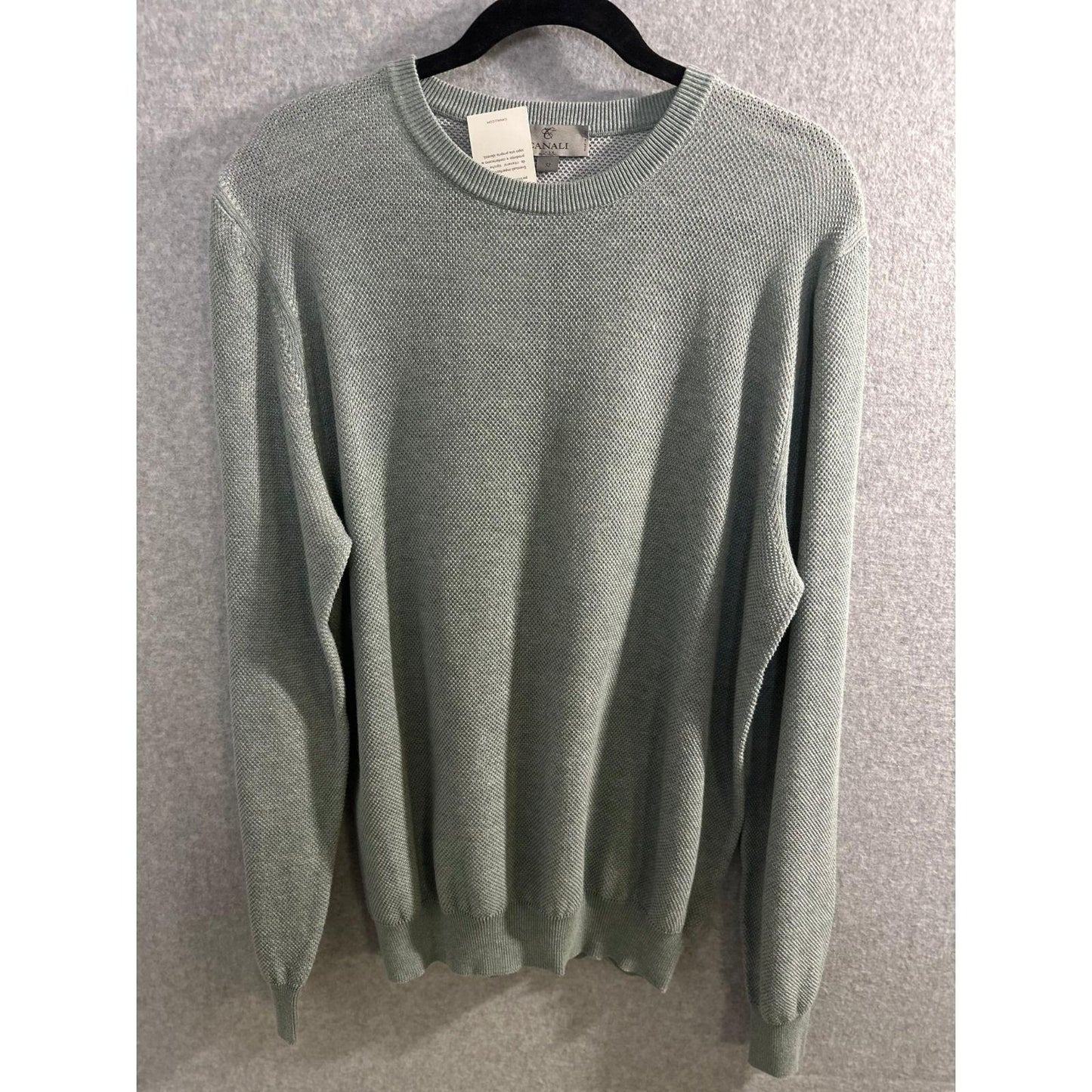 I'm sorry, I've been purchased. Looking for Canali? Let us know. Canali Melange Sweater Men's IT 52 US Large Light Green Textured Crewneck