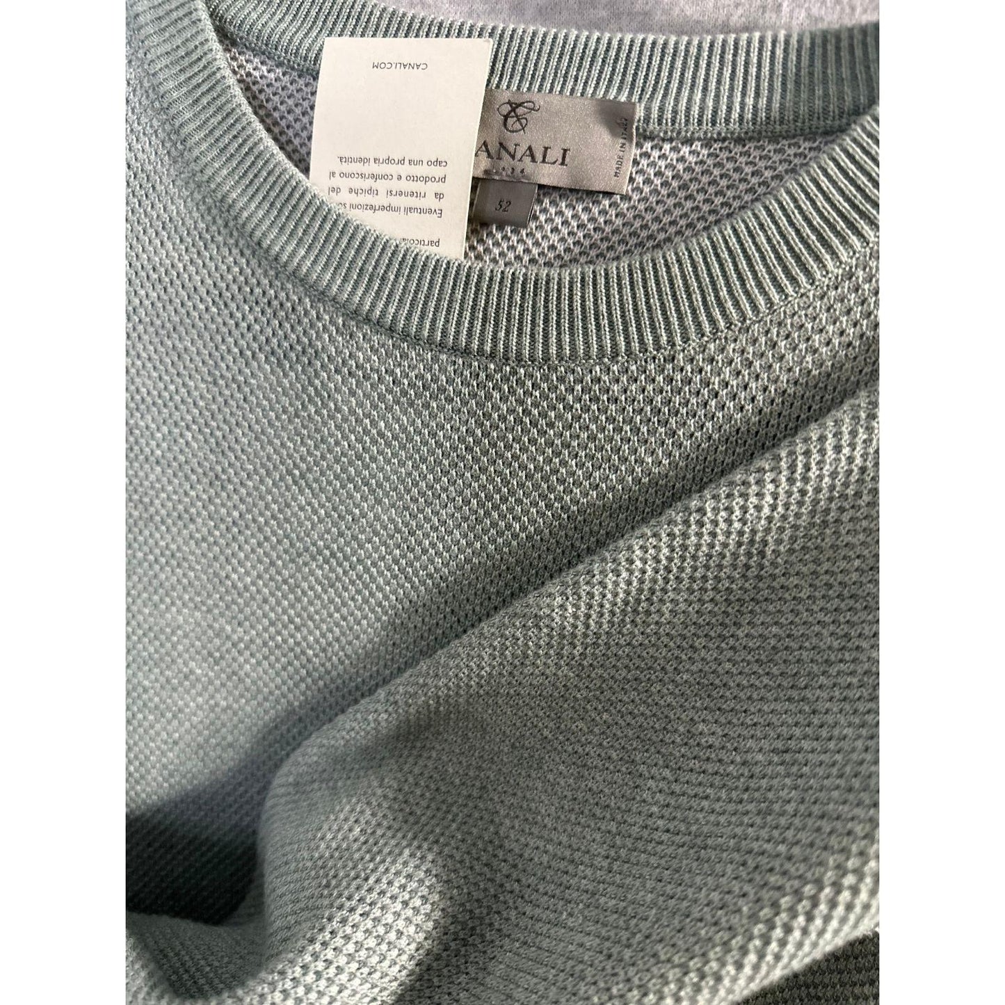I'm sorry, I've been purchased. Looking for Canali? Let us know. Canali Melange Sweater Men's IT 52 US Large Light Green Textured Crewneck