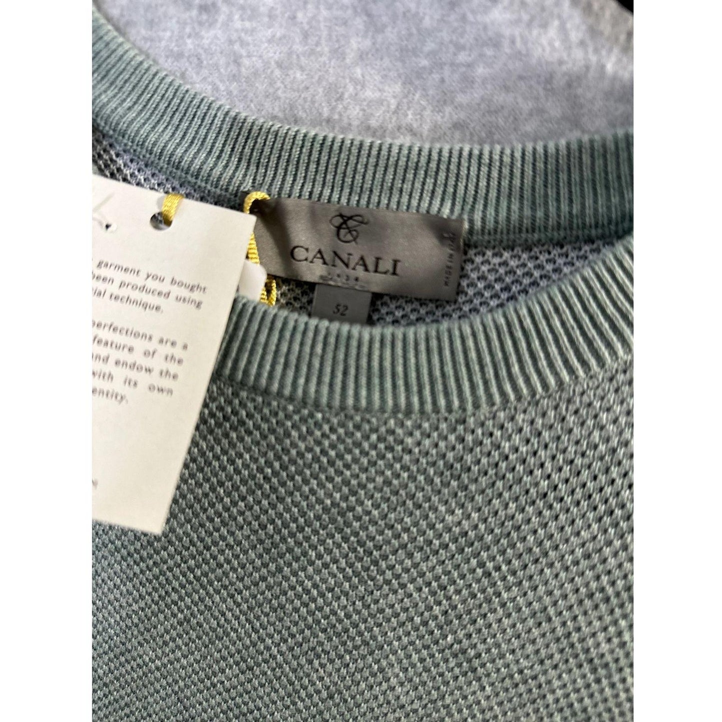 I'm sorry, I've been purchased. Looking for Canali? Let us know. Canali Melange Sweater Men's IT 52 US Large Light Green Textured Crewneck