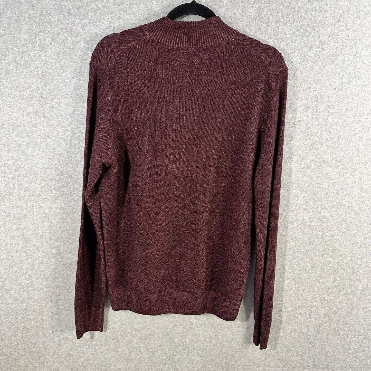 Canali Wool Cardigan Mens Sweater IT 50 US Large Full Zip Burgundy Measures At A 42R