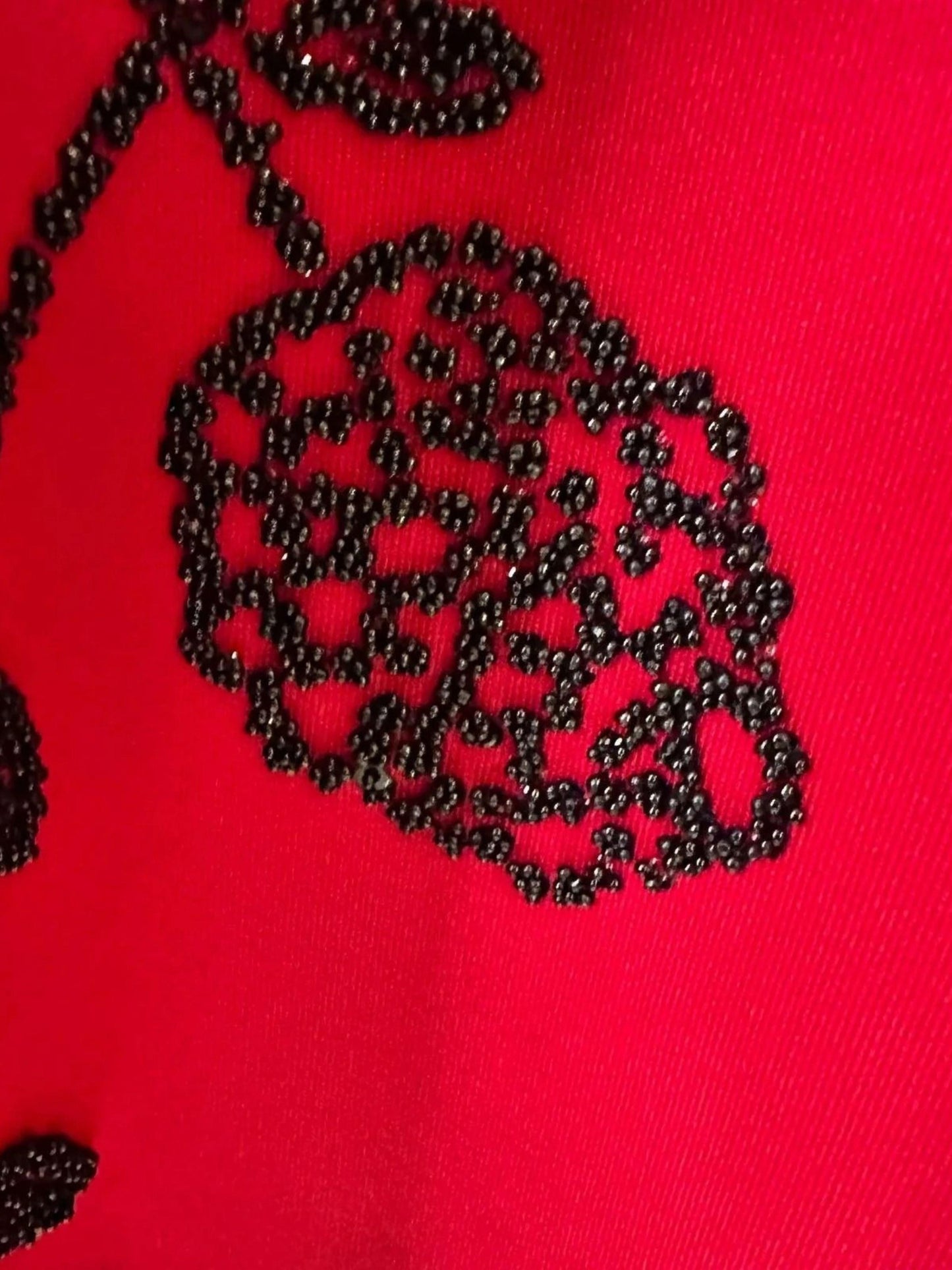 Collection Dressbarn Caviar Floral Beaded Red & Black Sleeveless Shift Dress Women's 2X