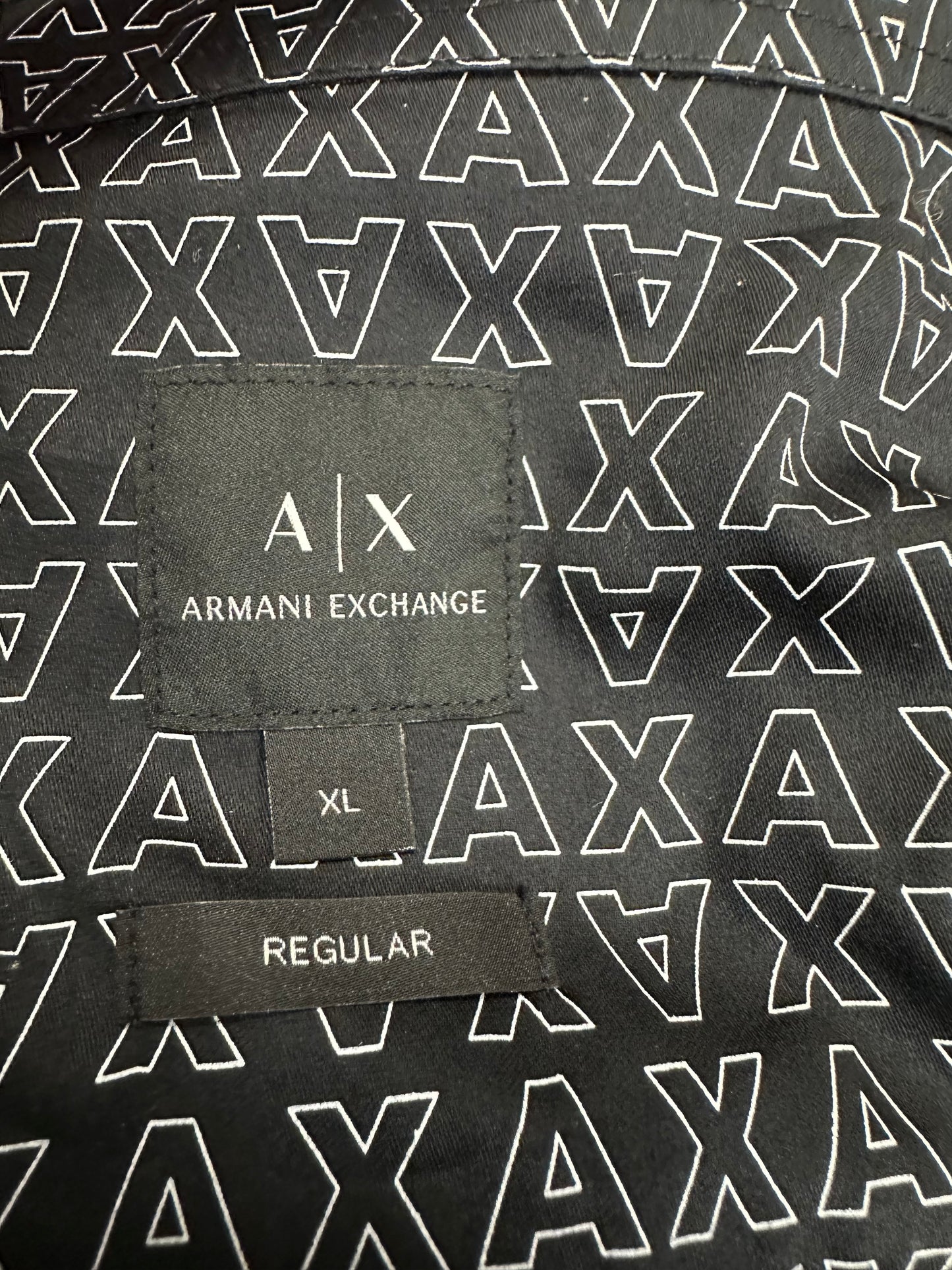 Armani Exchange Shirt Mens XL Micro AX Logo Long Sleeve Woven Cotton