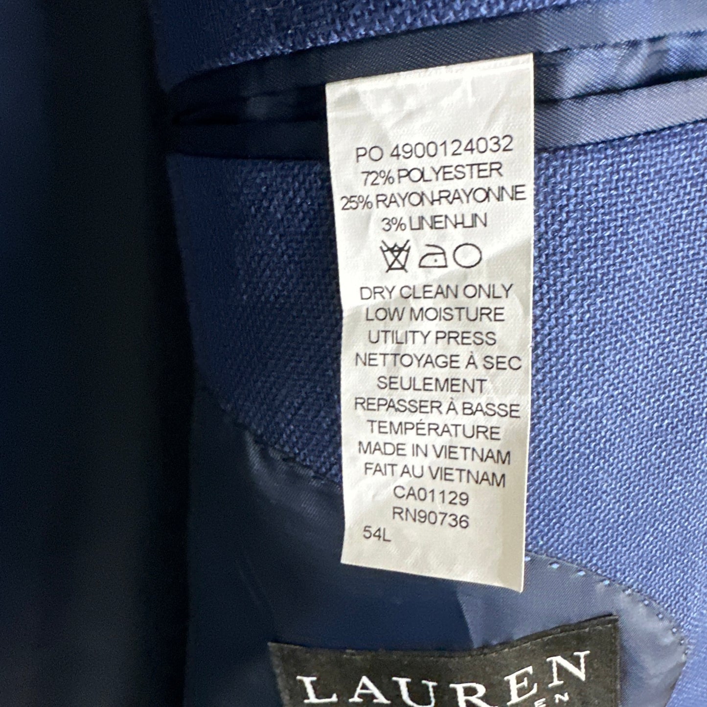 Lauren Ralph Lauren Men's Blue Classic-Fit Ultraflex Stretch Blazer Sport Coat 54L