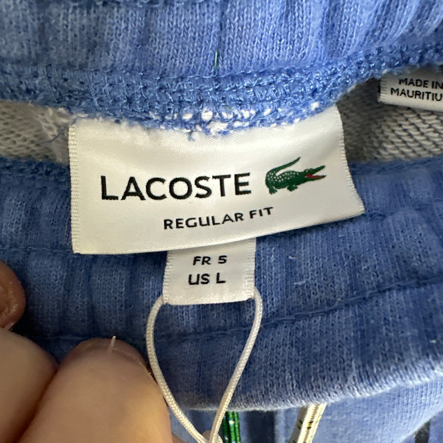 Lacoste Men's Signature Print Cotton Fleece Shorts Blue Size Large