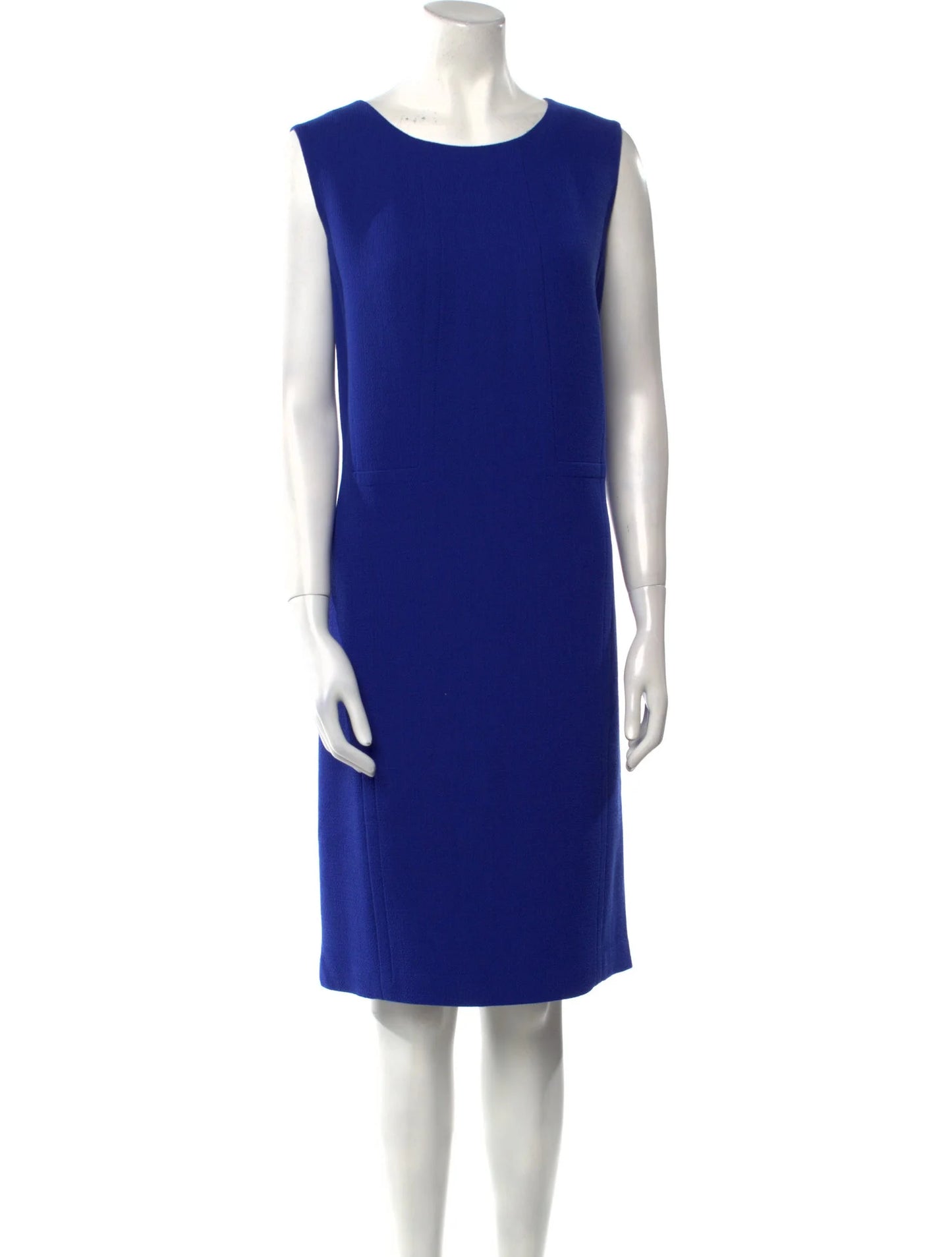 Lafayette 148 New York Virgin Wool Sleeveless Cobalt Blue Sheath Dress Women's 12