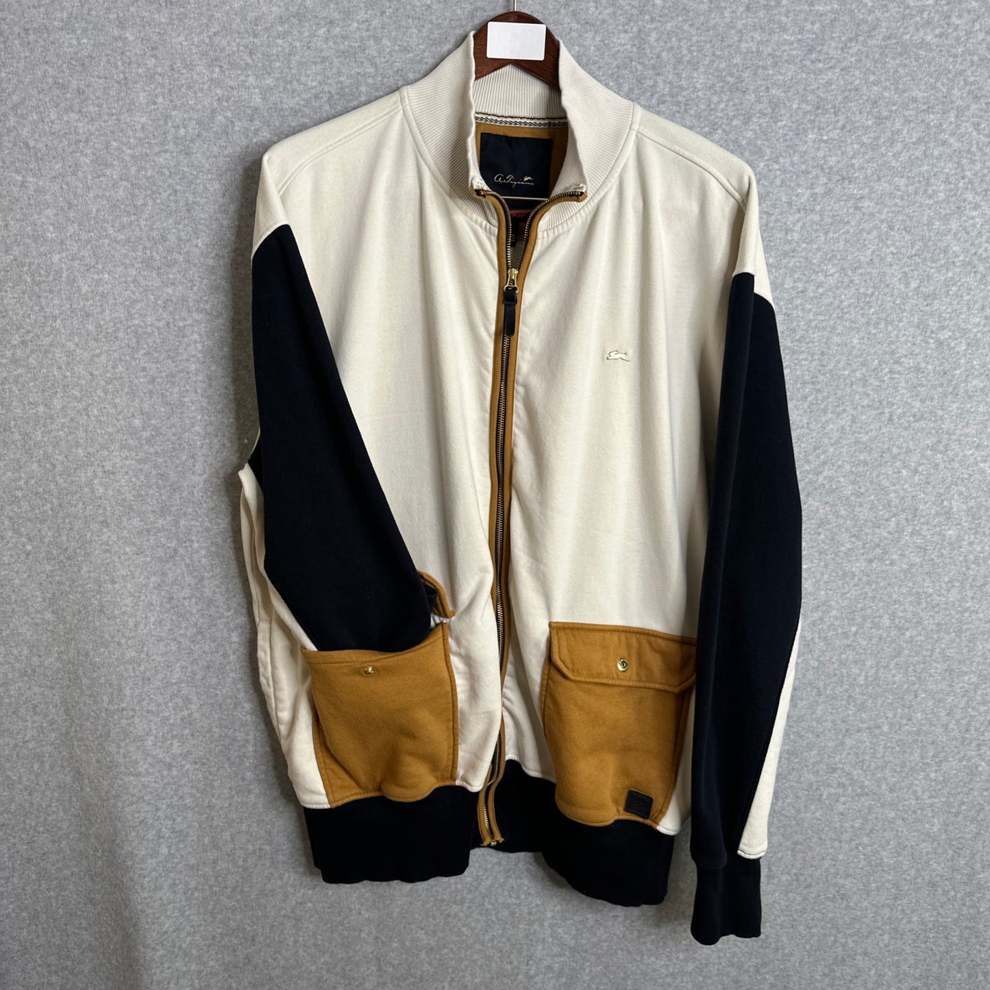 A. Tiziano Parker Creme Color Block Full Zip Streetwear Knit Sweater Men's 5X