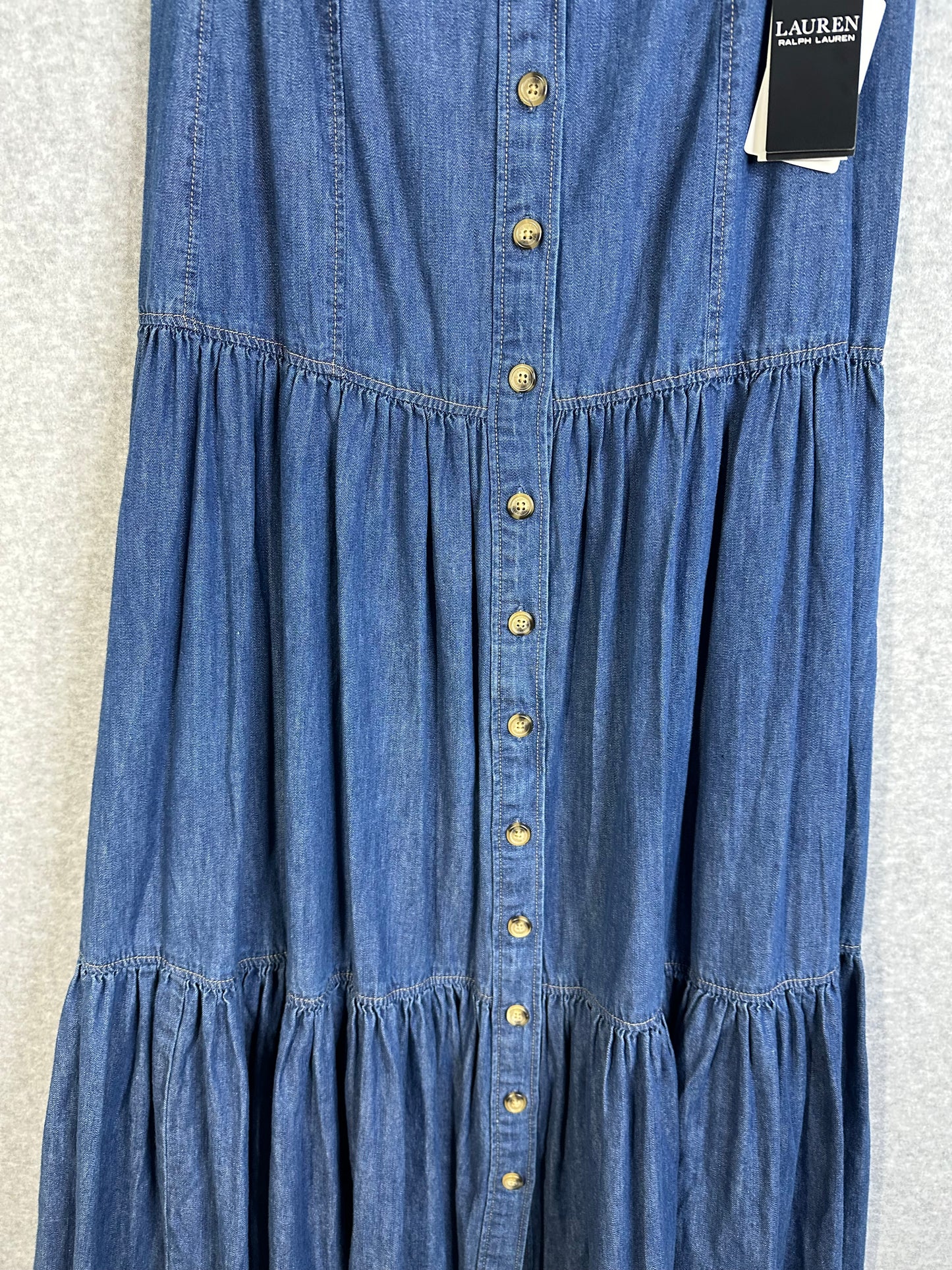 Lauren Ralph Lauren Womens Denim Button-Down Tiered Maxi Skirt Size 0