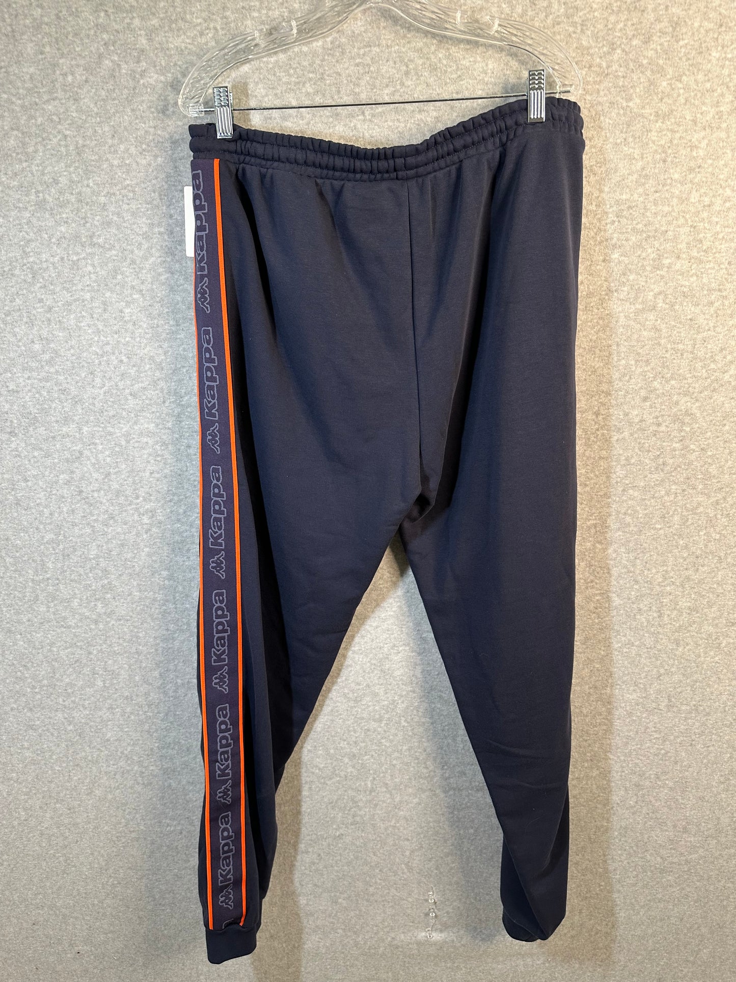 Kappa Jogger Pants French Terry Blue Orange Logo Tape Anira 2 Mens Size XXL