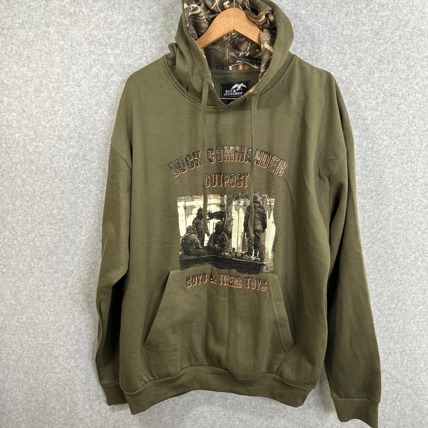 Duck Commander Duck Dynasty Men's Hoodie Olive Green Camo Pullover Fleece Extra Large